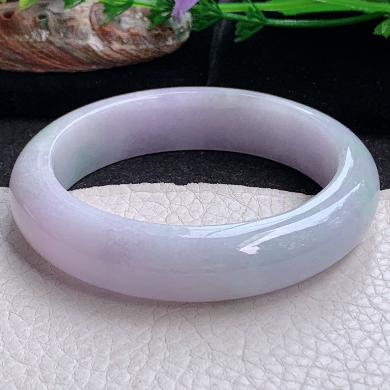 jm实拍57*14.6*8.2平安镯 天然缅甸翡翠a货手镯淡春带彩正圈玉镯子