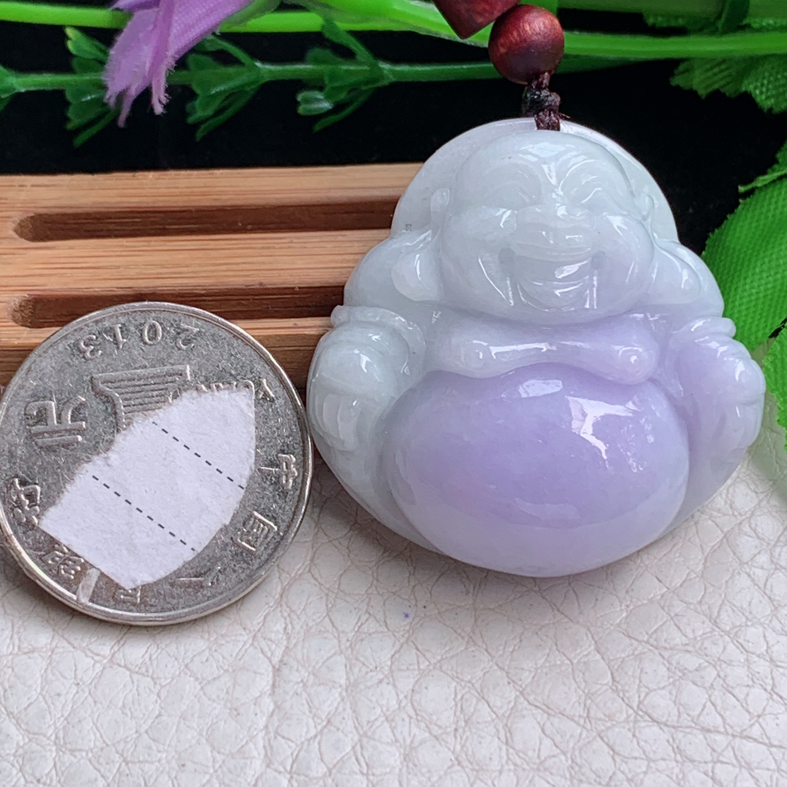 zen实拍36*35.5*12.3缅甸翡翠紫罗兰佛公吊坠大肚弥勒佛像项坠