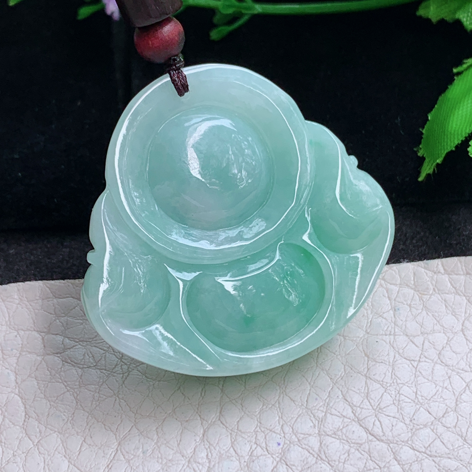 zen实拍42*43.8*12.5缅甸翡翠青绿佛公吊坠大肚弥勒佛玉坠