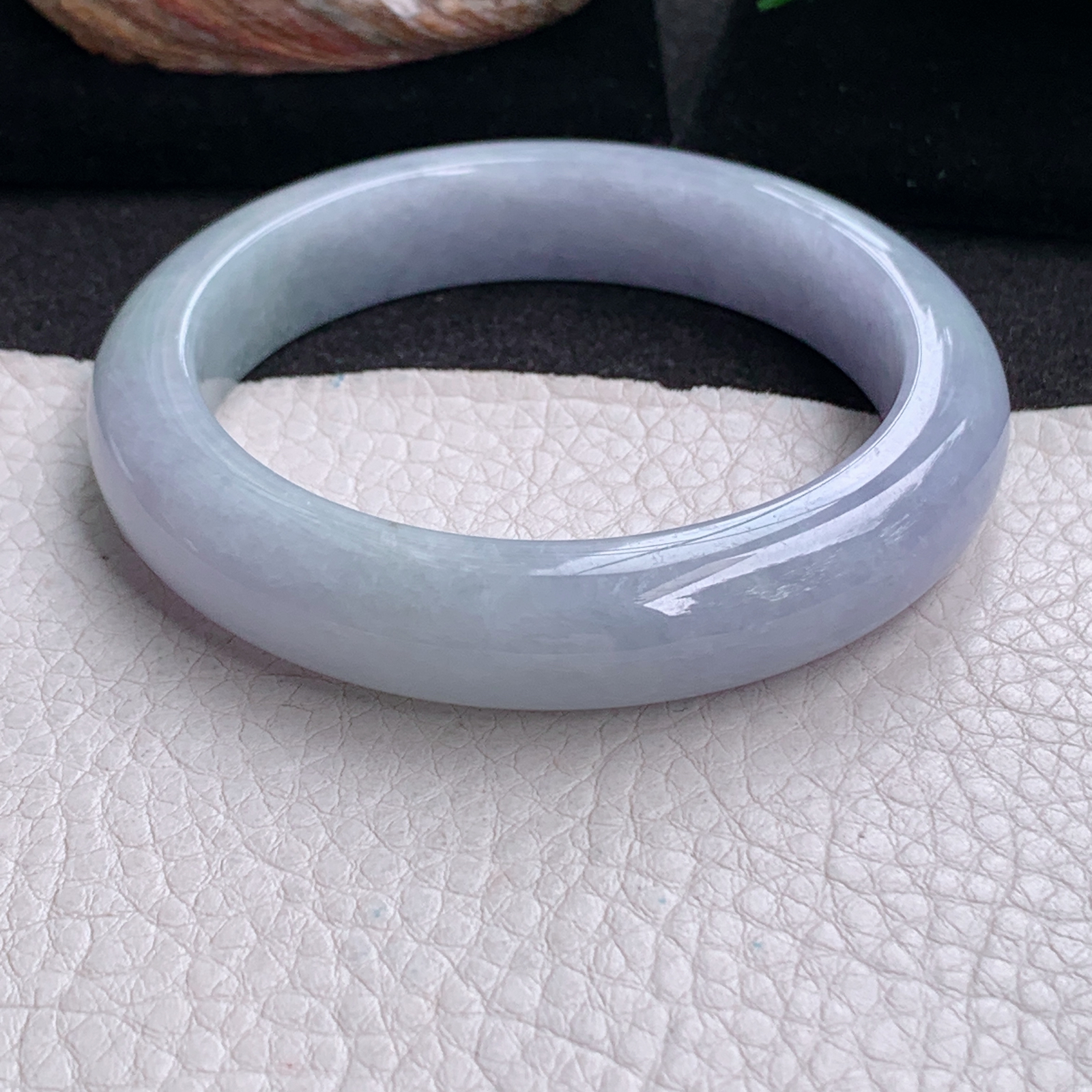 jm实拍56*12.5*9平安镯 天然缅甸翡翠a货水润紫罗兰正圈玉镯子