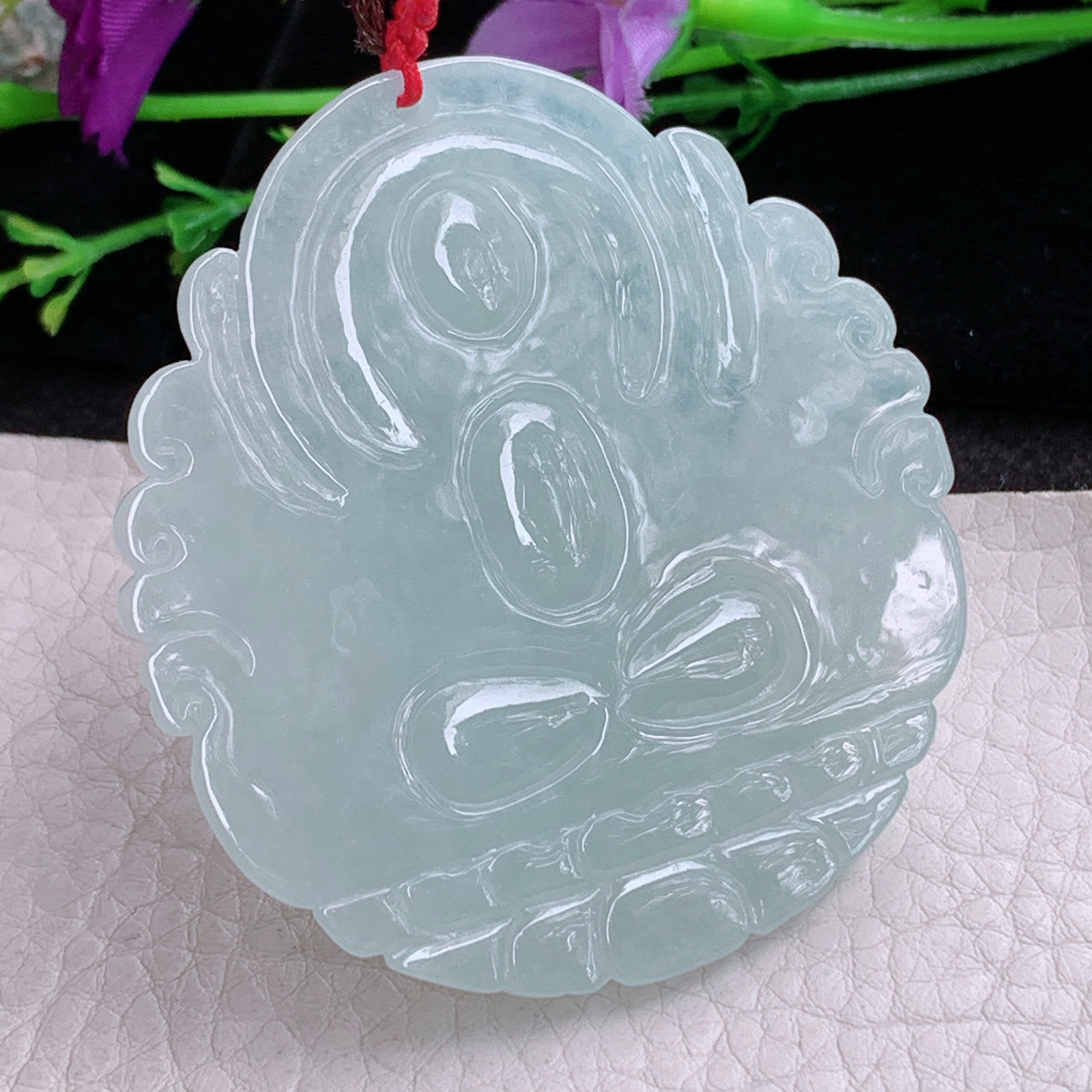 bg实拍57*53.2*8.8缅甸翡翠a货精雕冰晴厚装大日如来佛祖玉吊坠 玉挂件