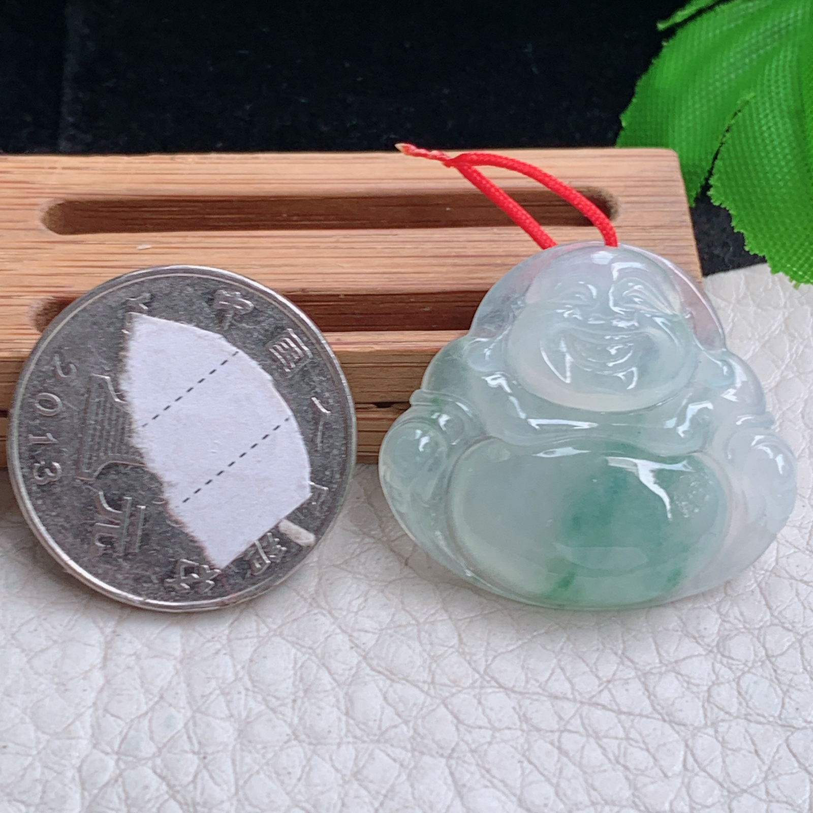 zen实拍26.8*30.3*5缅甸翡翠冰透飘花佛公吊坠弥勒佛玉坠