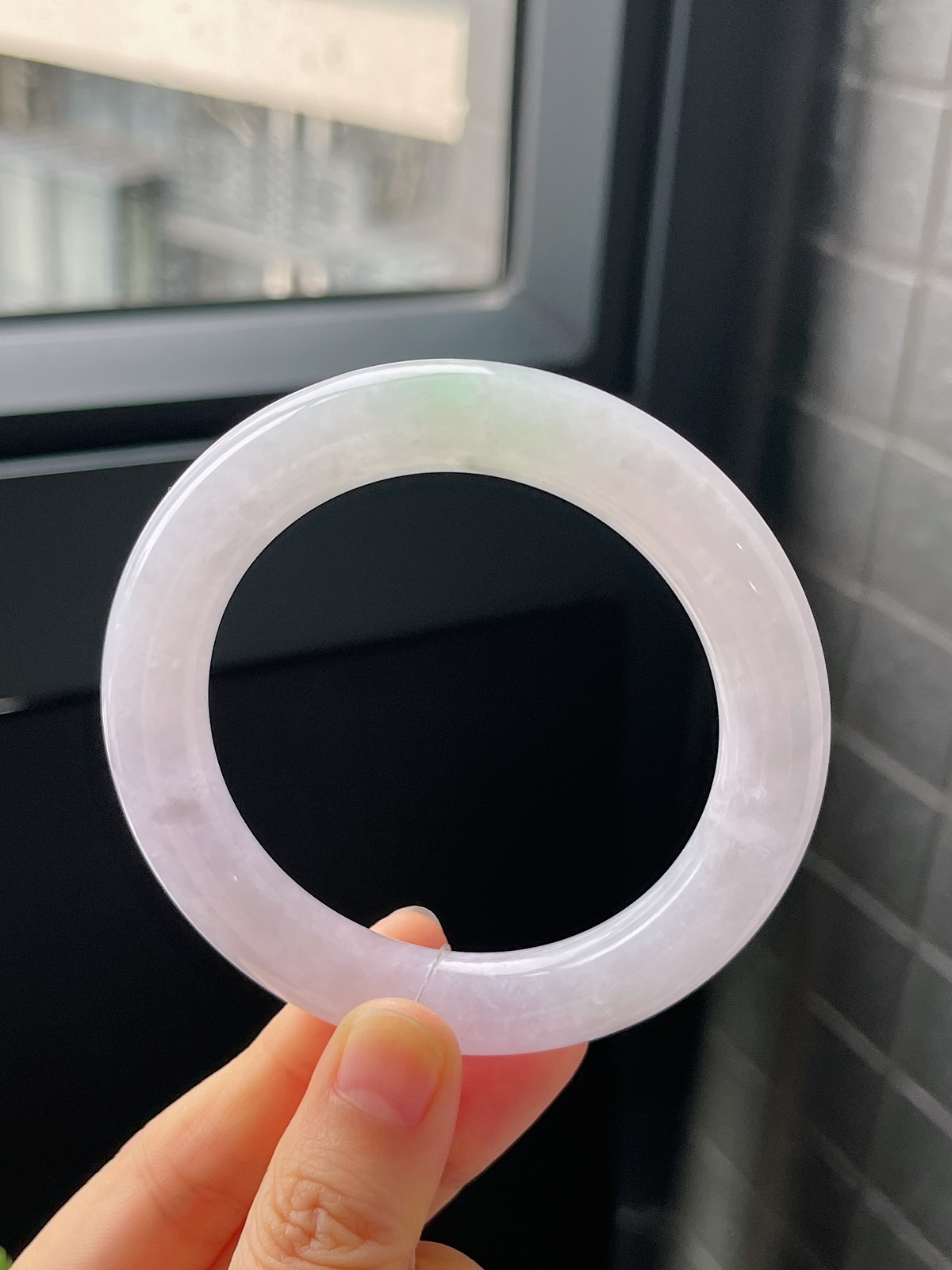 圆镯55.2圈口，翡翠冰糯种春带彩手镯