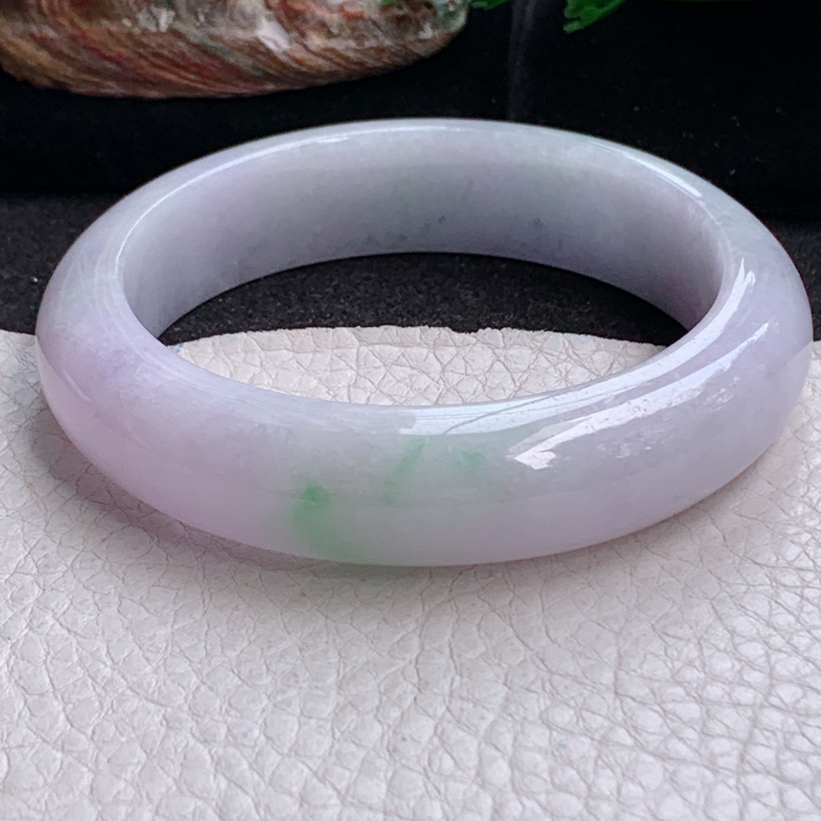 jm实拍57*14.6*8.2平安镯 天然缅甸翡翠a货手镯淡春带彩正圈玉镯子