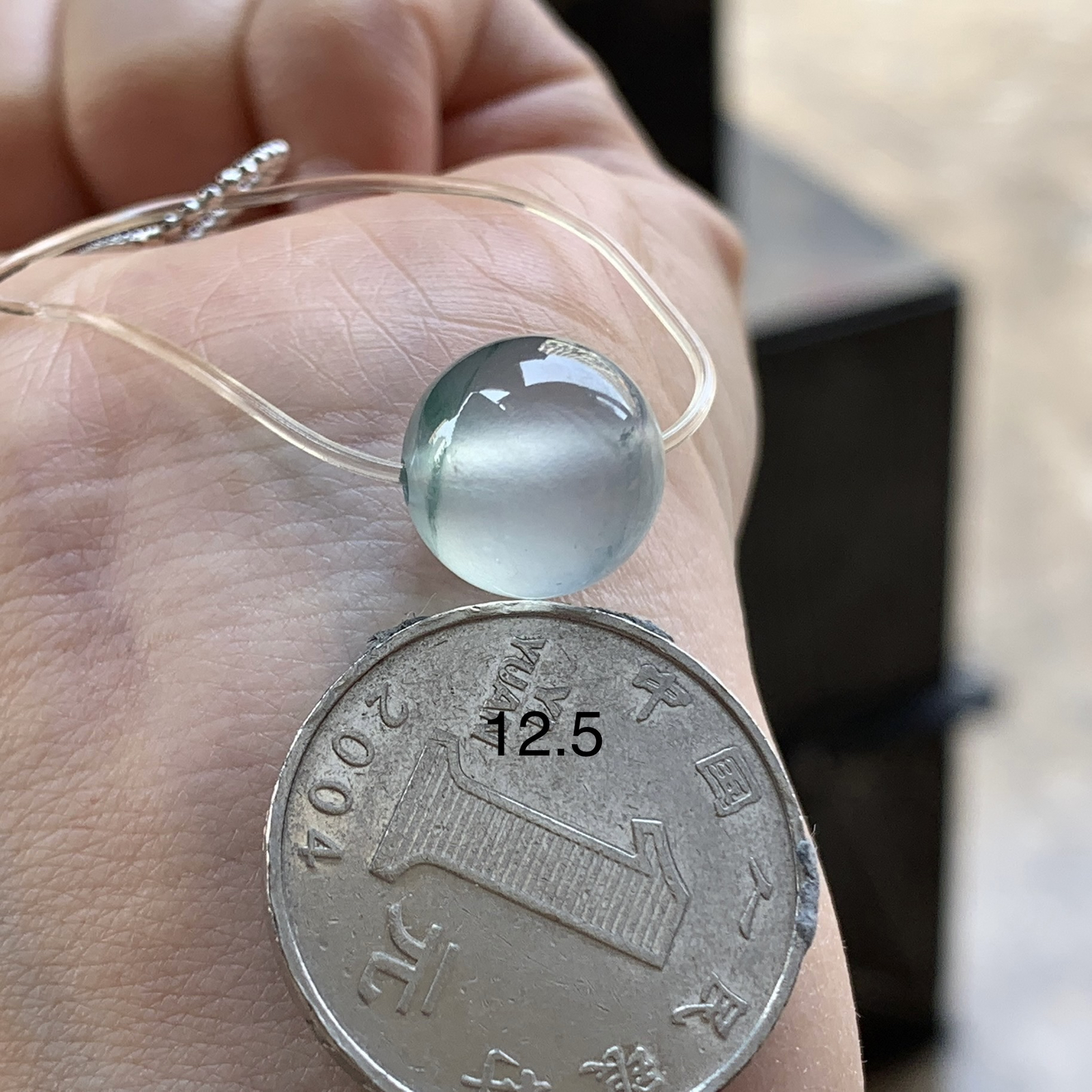 高冰蓝花珠子^_^冰透 荧光十足