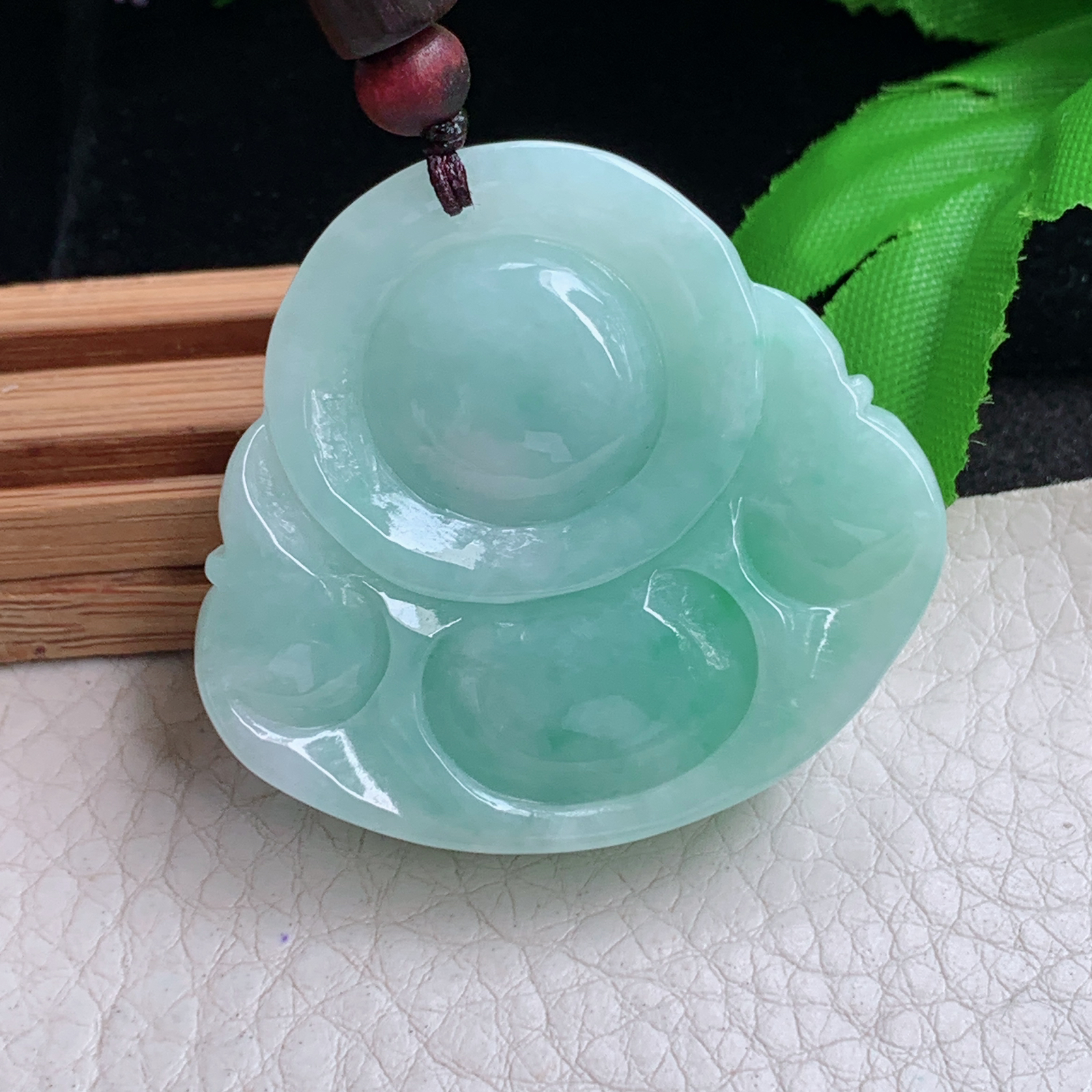 zen实拍42*43.8*12.5缅甸翡翠青绿佛公吊坠大肚弥勒佛玉坠