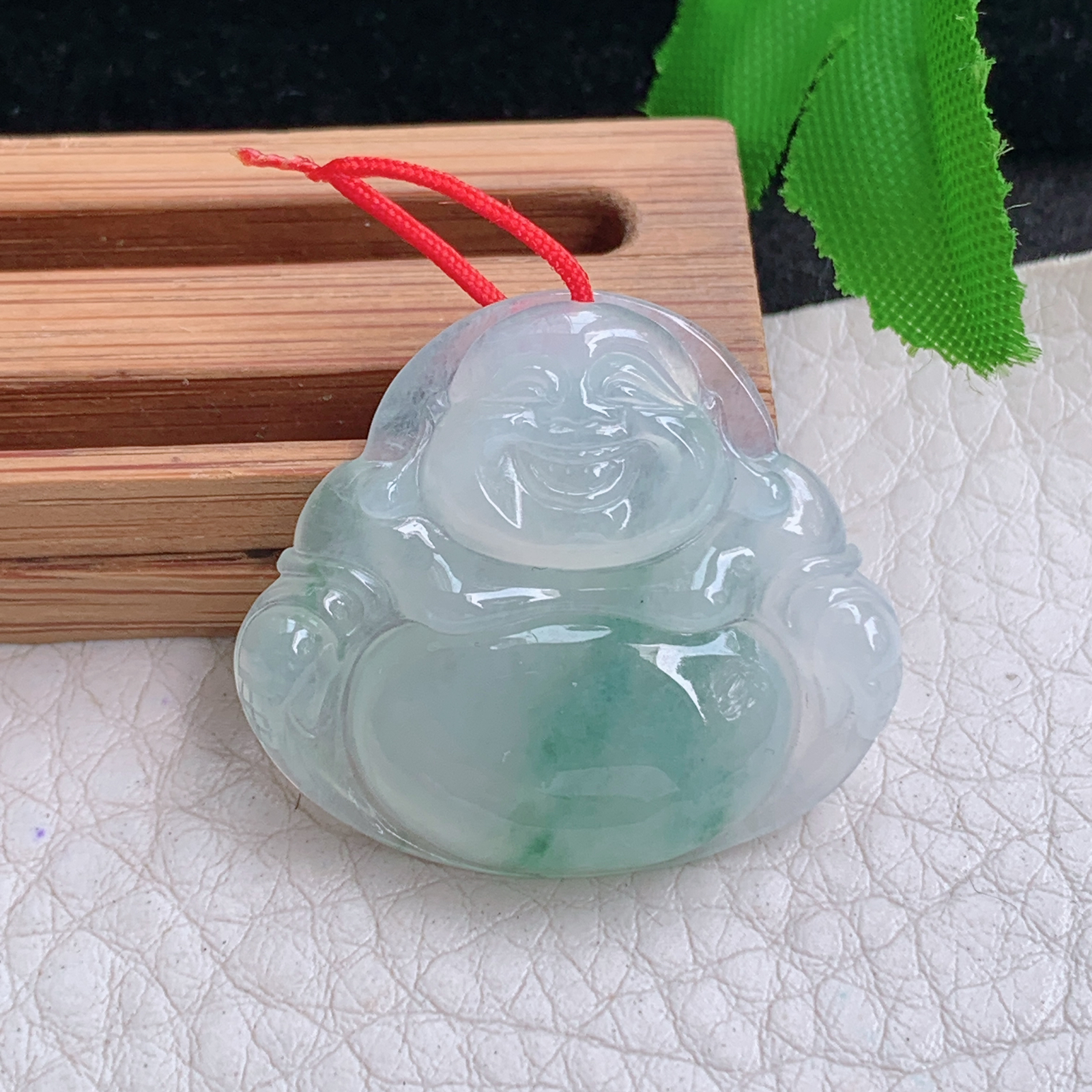 zen实拍26.8*30.3*5缅甸翡翠冰透飘花佛公吊坠弥勒佛玉坠