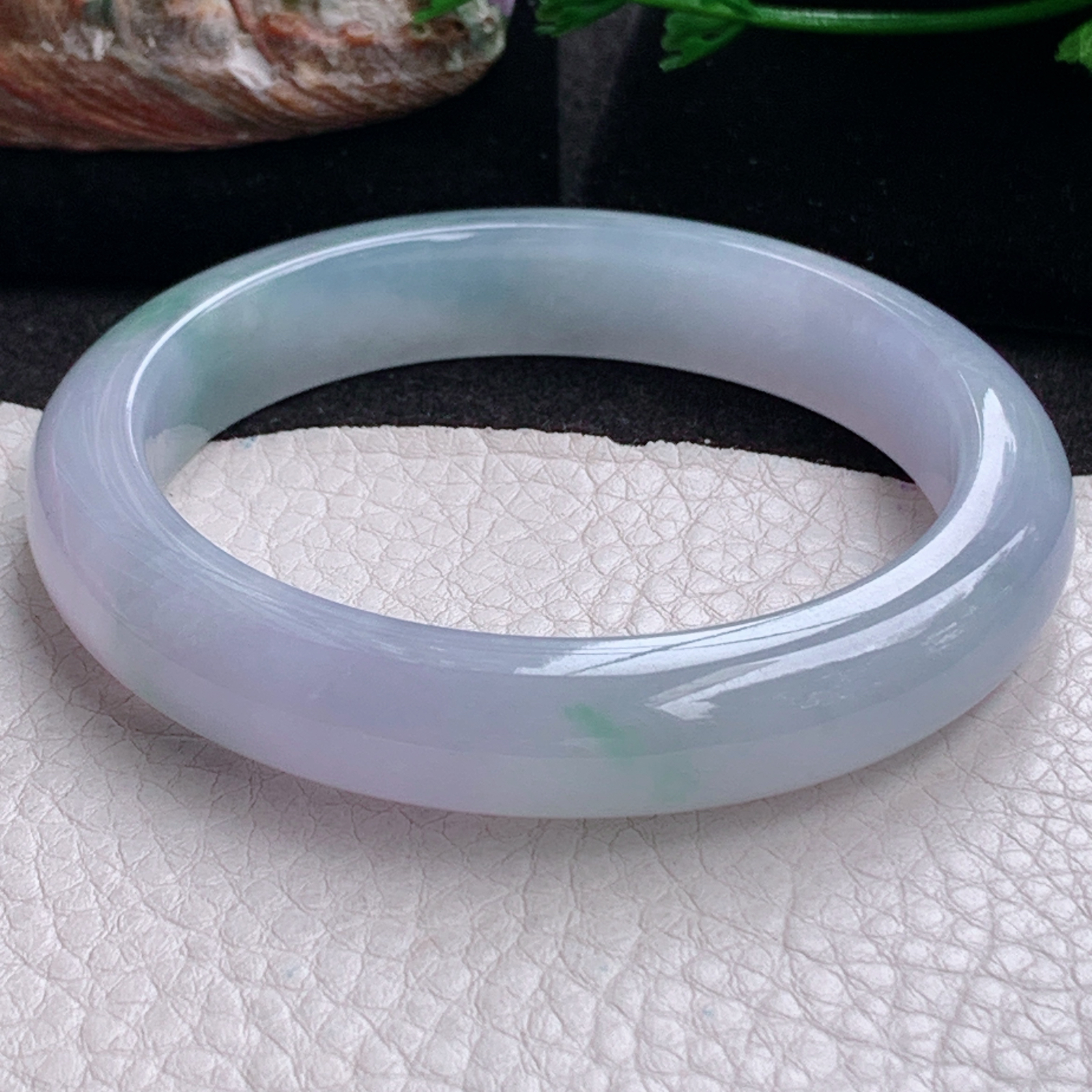 r实拍57.5*11.6*8.8平安镯 天然缅甸翡翠a货冰紫底飘花正圈玉镯子