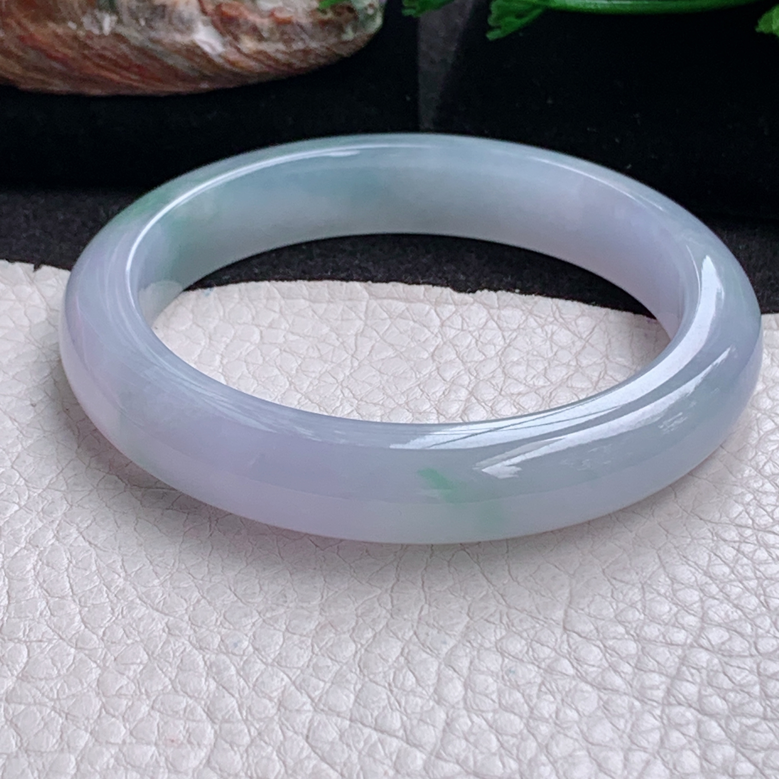 r实拍57.5*11.6*8.8平安镯 天然缅甸翡翠a货冰紫底飘花正圈玉镯子