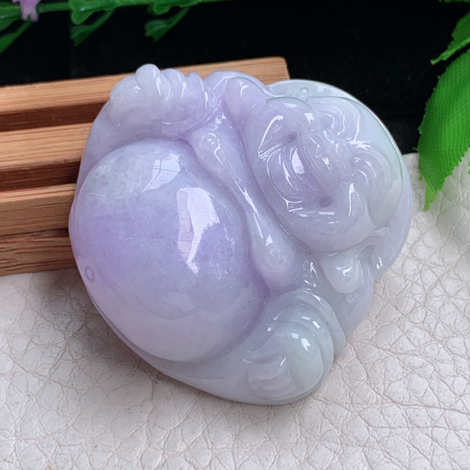 zen实拍42*44*13.5缅甸翡翠紫罗兰大佛公吊坠大肚弥勒佛毛衣坠