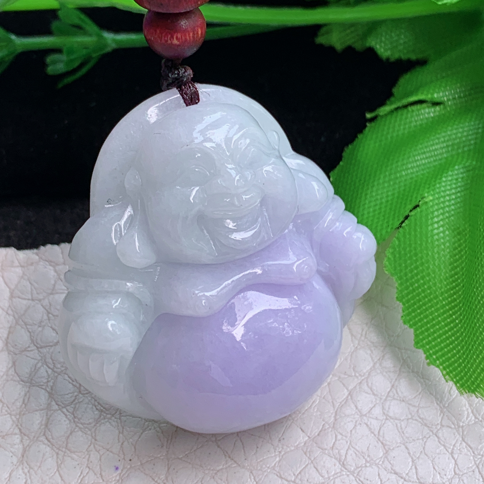 zen实拍36*35.5*12.3缅甸翡翠紫罗兰佛公吊坠大肚弥勒佛像项坠