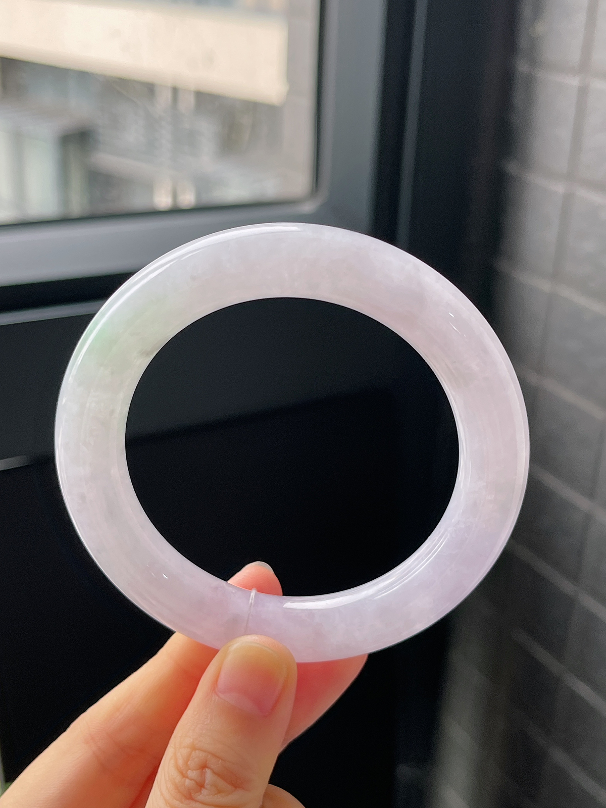 圆镯55.2圈口，翡翠冰糯种春带彩手镯