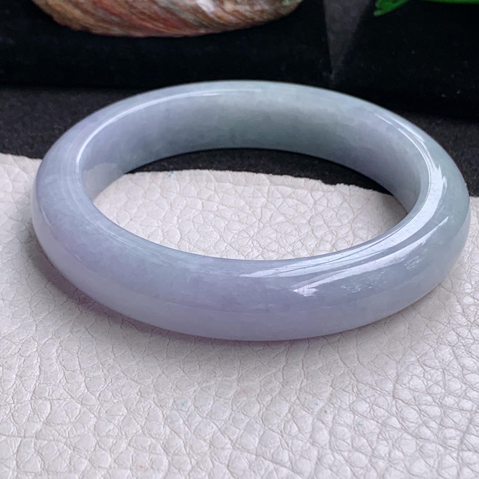 jm实拍56*12.5*9平安镯 天然缅甸翡翠a货水润紫罗兰正圈玉镯子