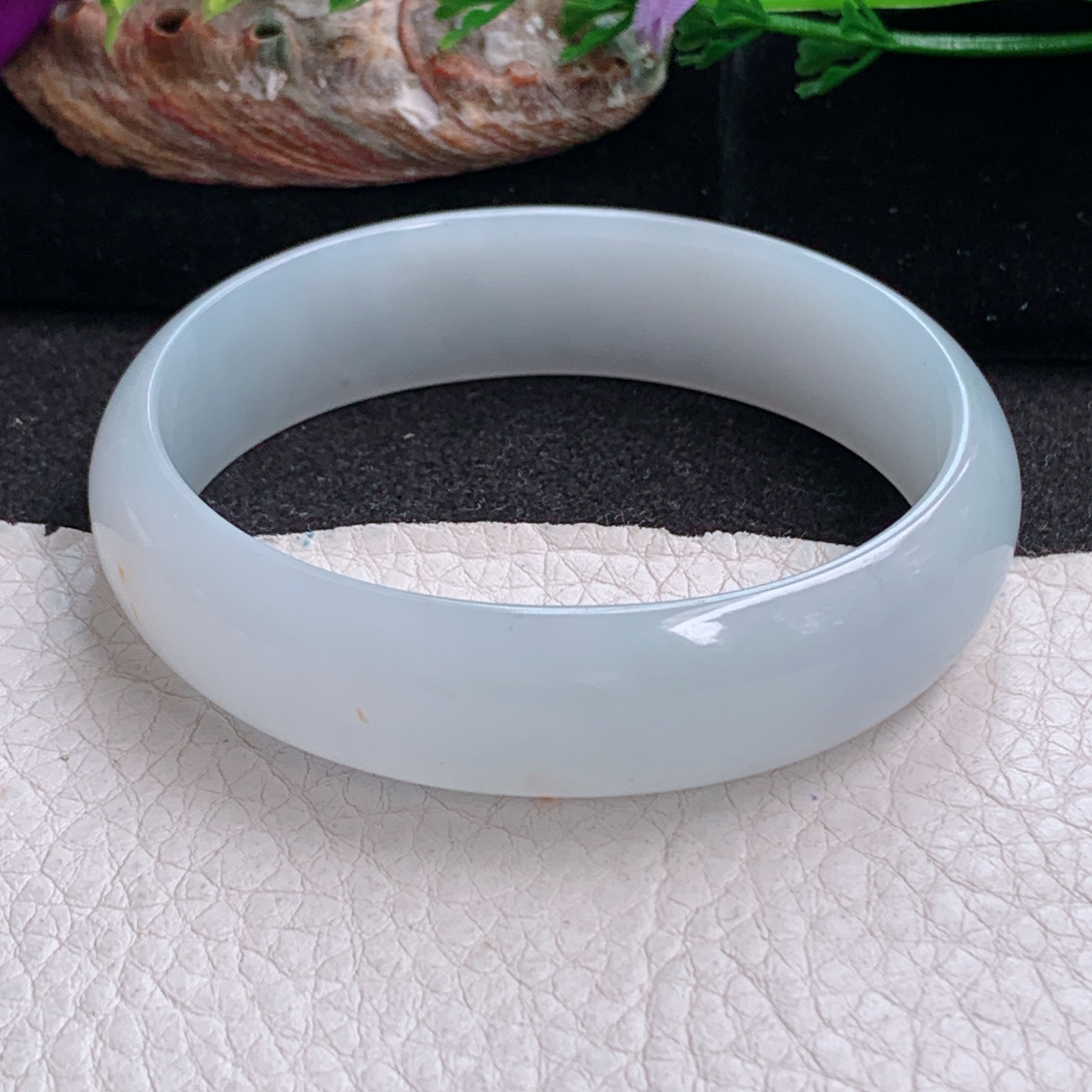 jm实拍57*53*15.7*7轮胎招财贵妃镯 天然缅甸翡翠a货冰洒金蛋形玉镯