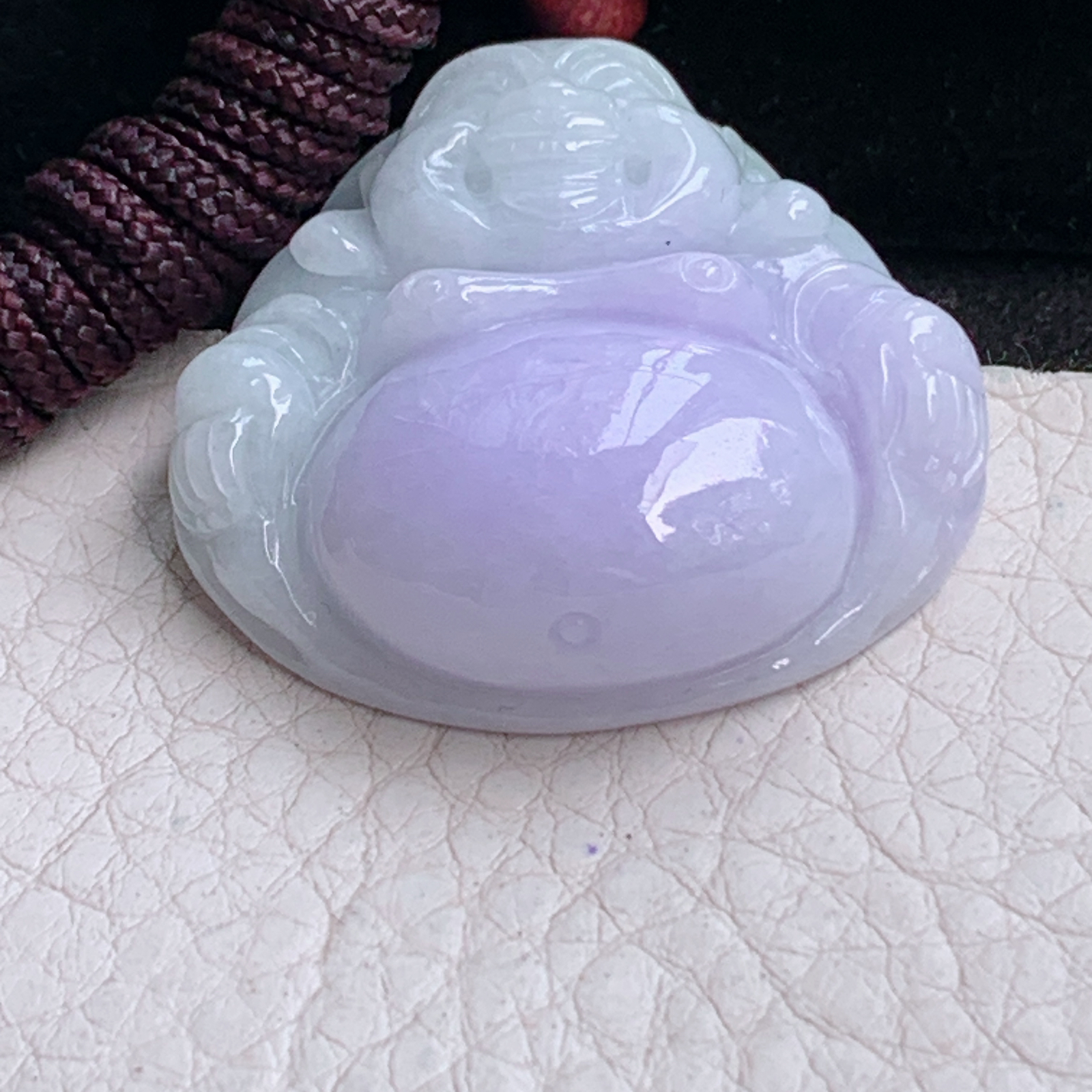 zen实拍36*35.5*12.3缅甸翡翠紫罗兰佛公吊坠大肚弥勒佛像项坠