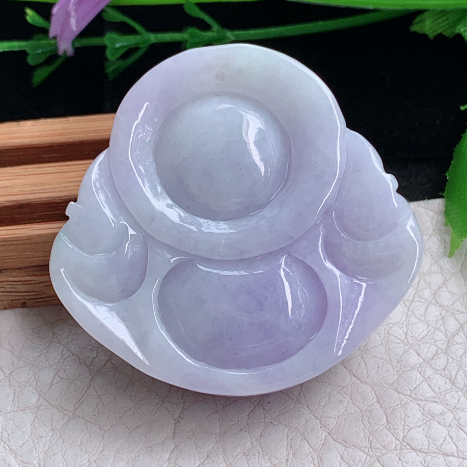 zen实拍42*44*13.5缅甸翡翠紫罗兰大佛公吊坠大肚弥勒佛毛衣坠