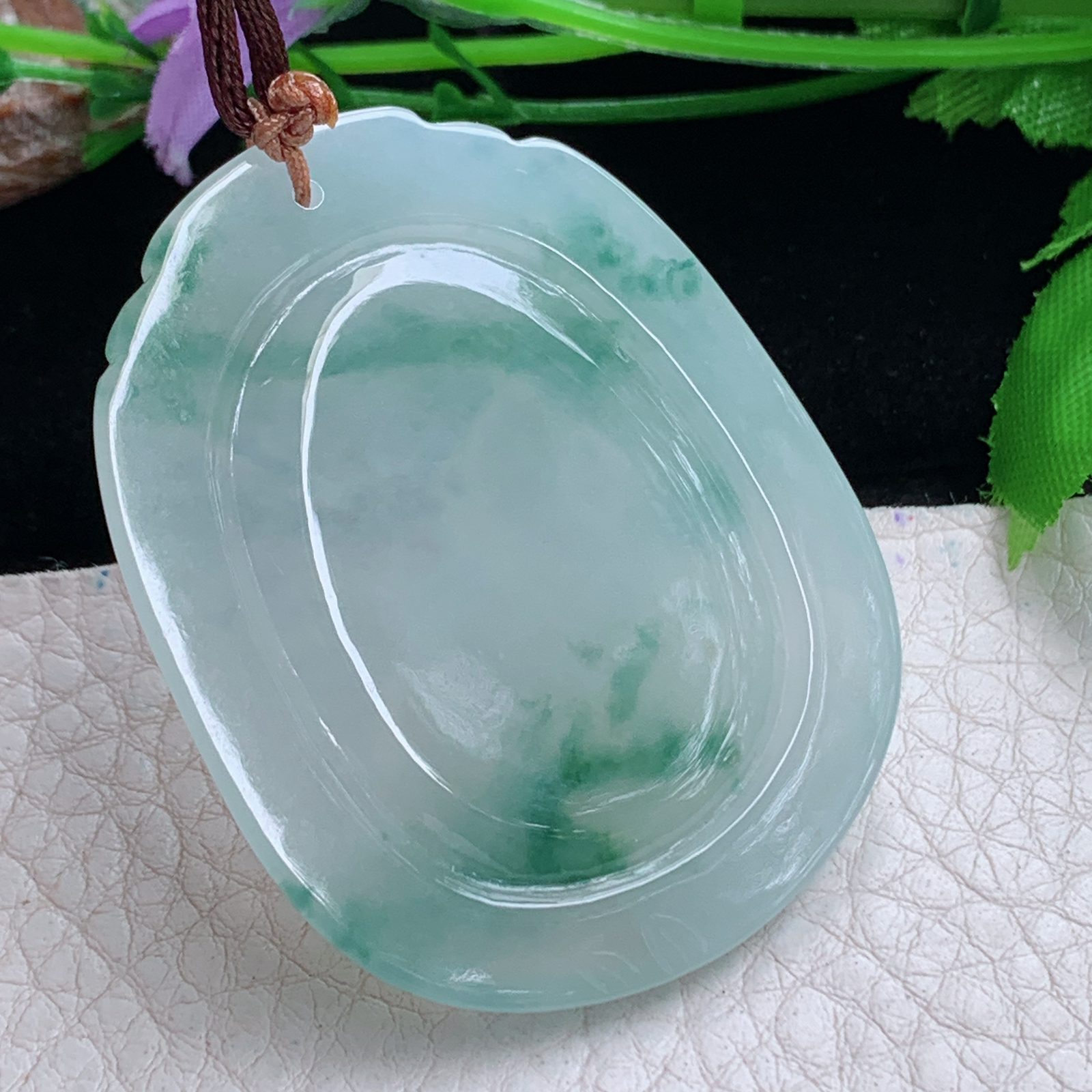 Bg实拍51.3*40.6*6.3缅甸翡翠冰飘花招财鼠吊坠生肖老鼠玉坠