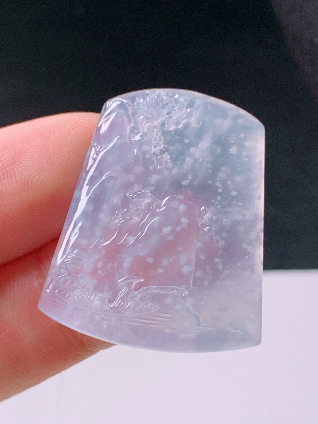 ️ 冰种山水牌，无裂通透水润，裸石30.6-24.1-4.1