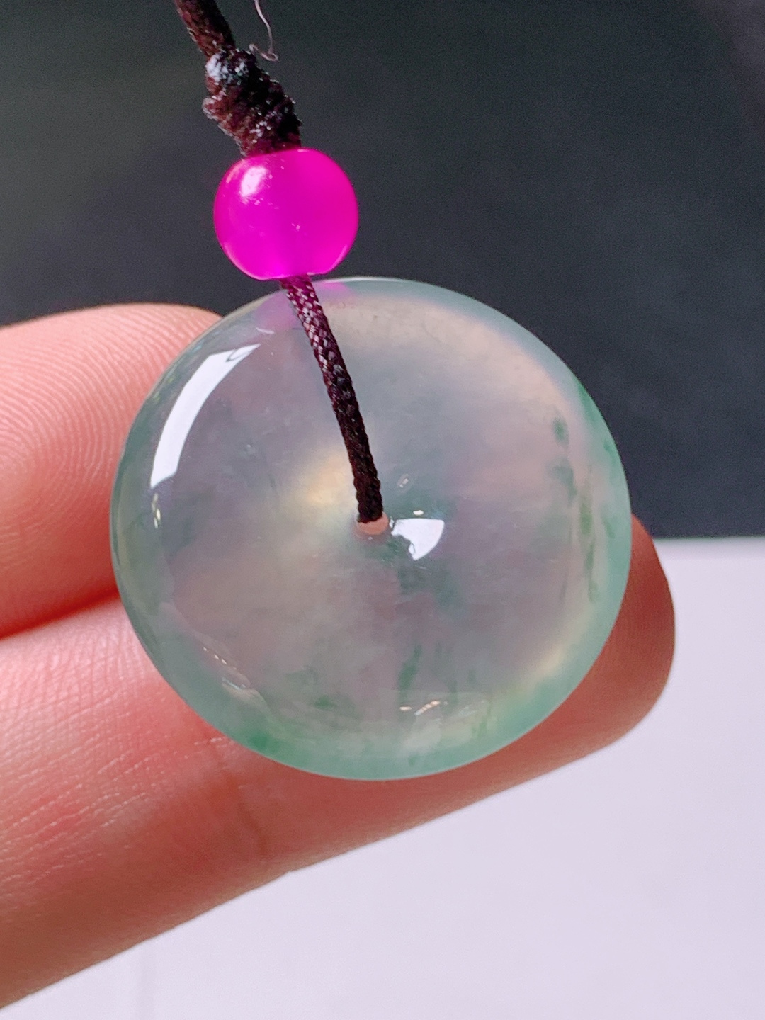 ️ 冰种飘花平安扣，无裂冰润，裸石22.5-5.6