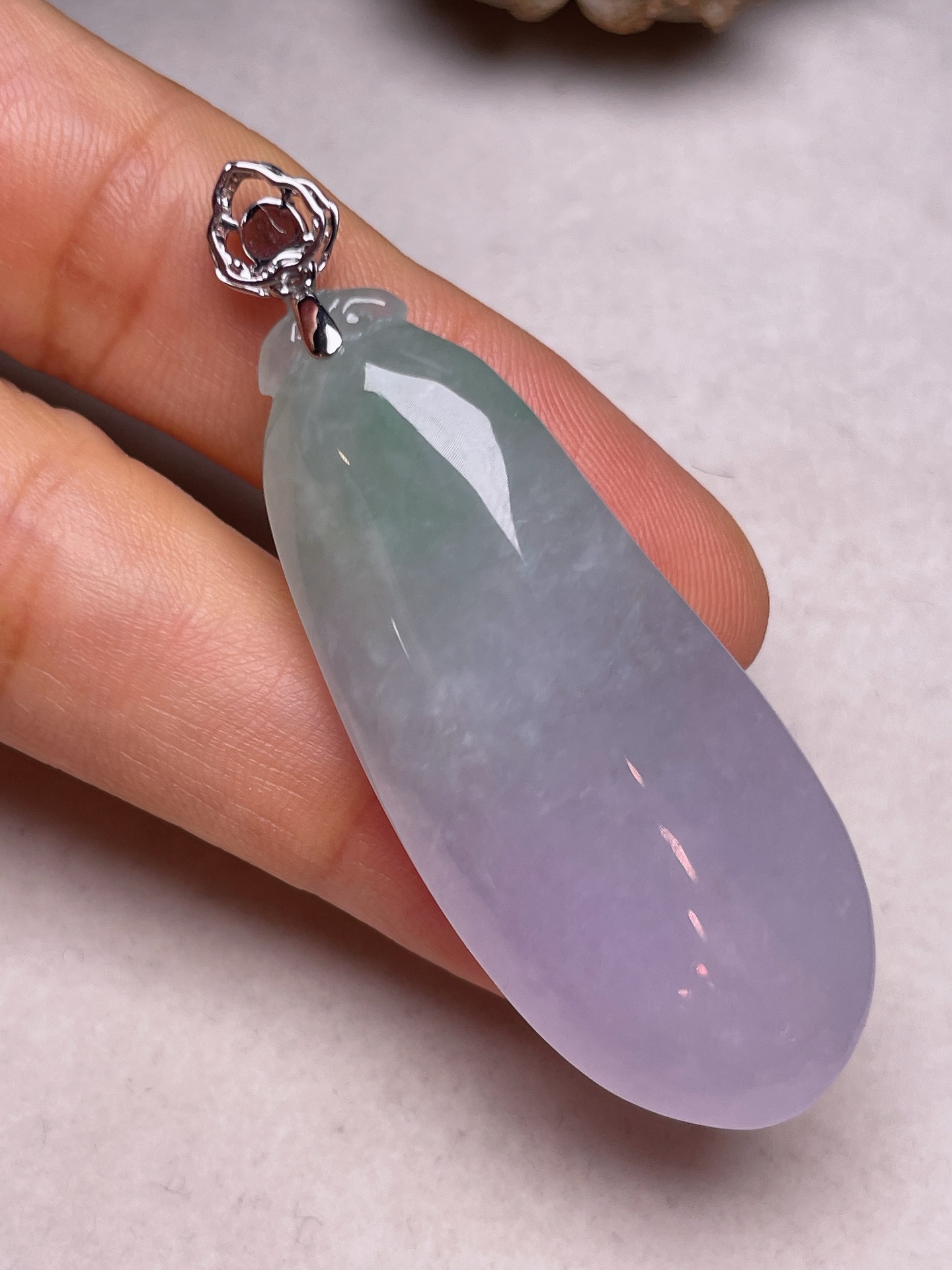 ️ 【18K金镶福瓜】冰糯种满紫无裂一手货源裸石尺寸48.5/19.5/12、整体长55.8