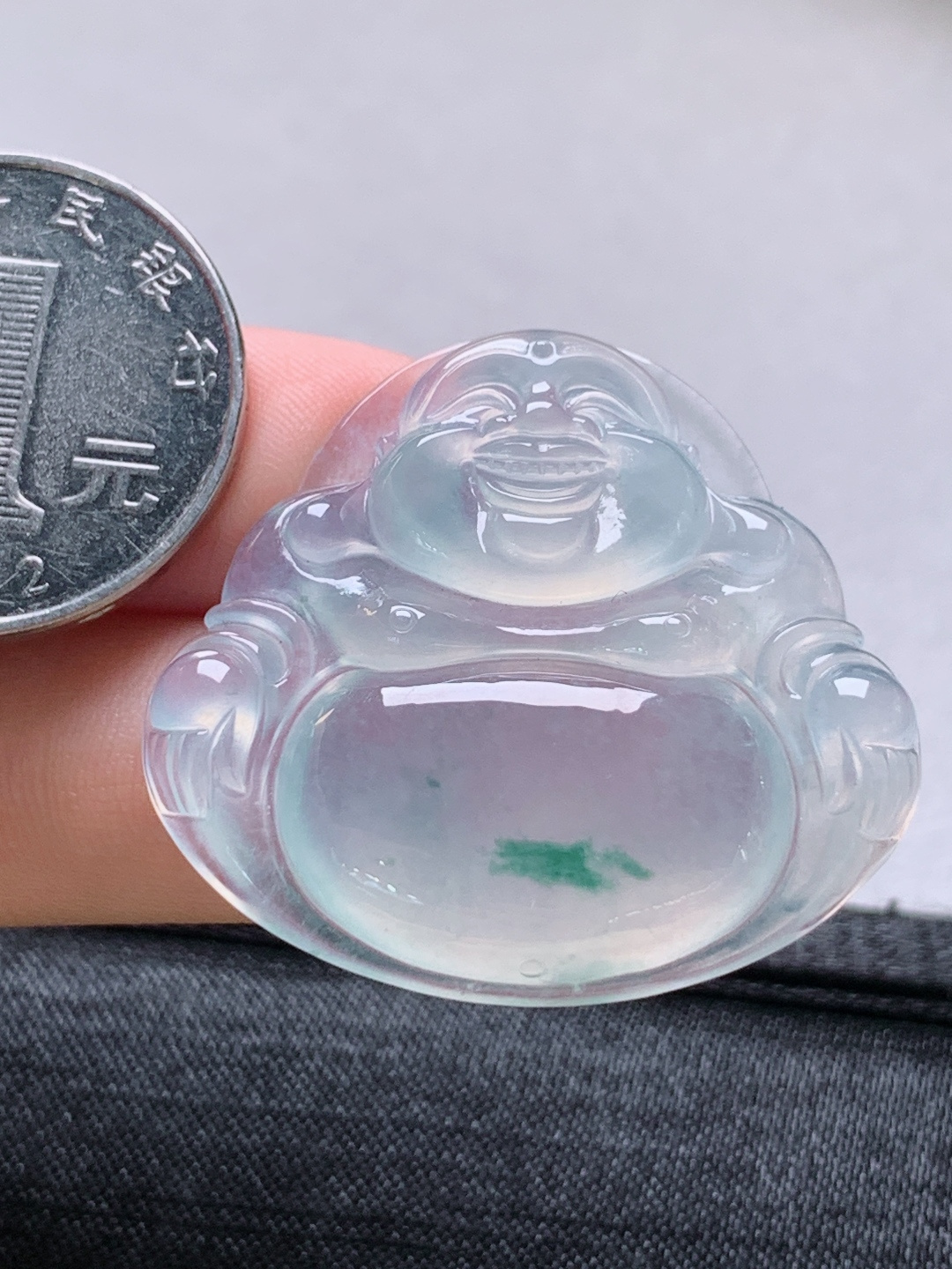 冰种飘花佛公，无裂通透细腻，裸石33.1-35.5-6.5