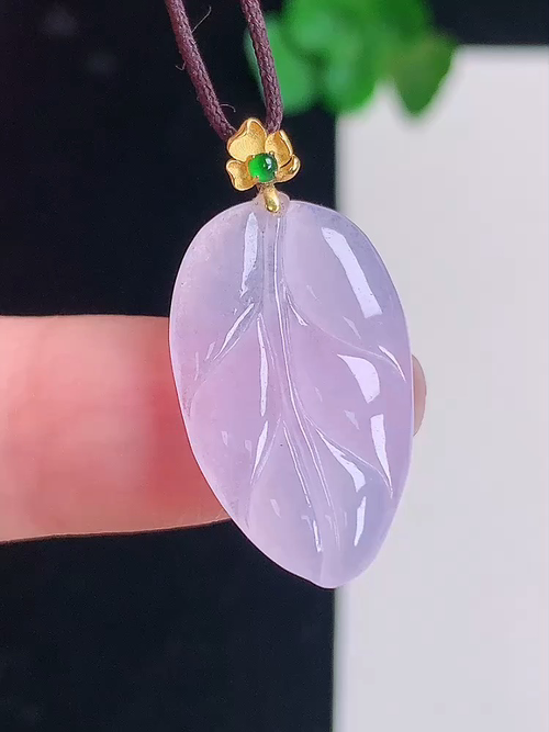 630，18k金镶冰紫叶子，无裂，尺寸21.8/13.4/3.3，№;y20ye   18