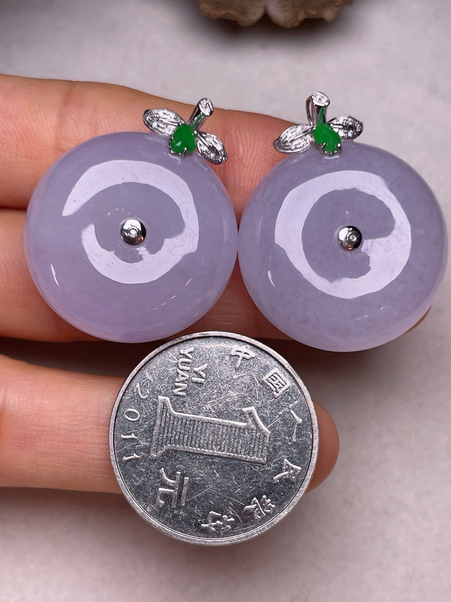 ️ 【18K金镶平安扣】冰糯种满紫无裂一手货源裸石尺寸24.8/12.3整体长30