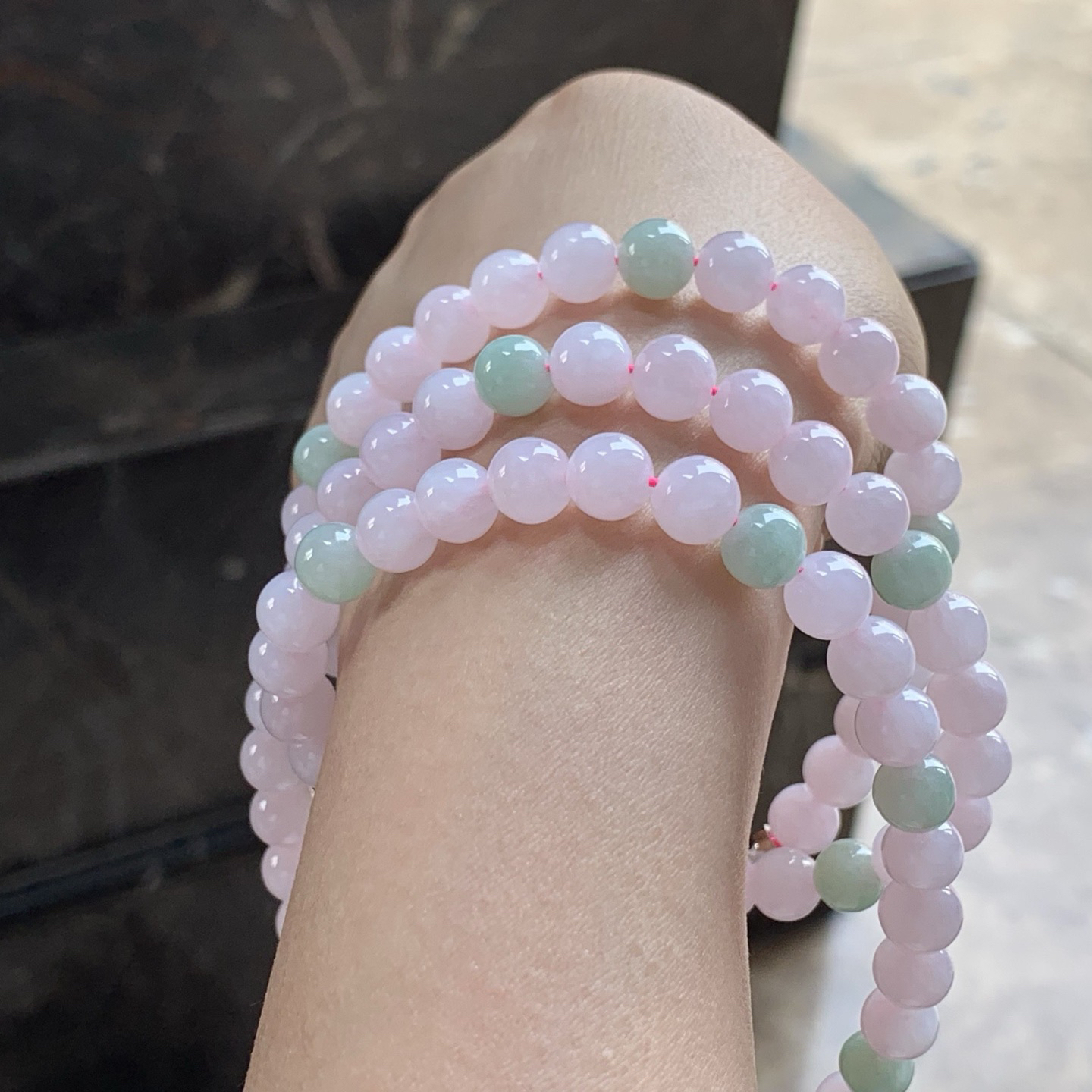 粉春珠链^_^玉质温润