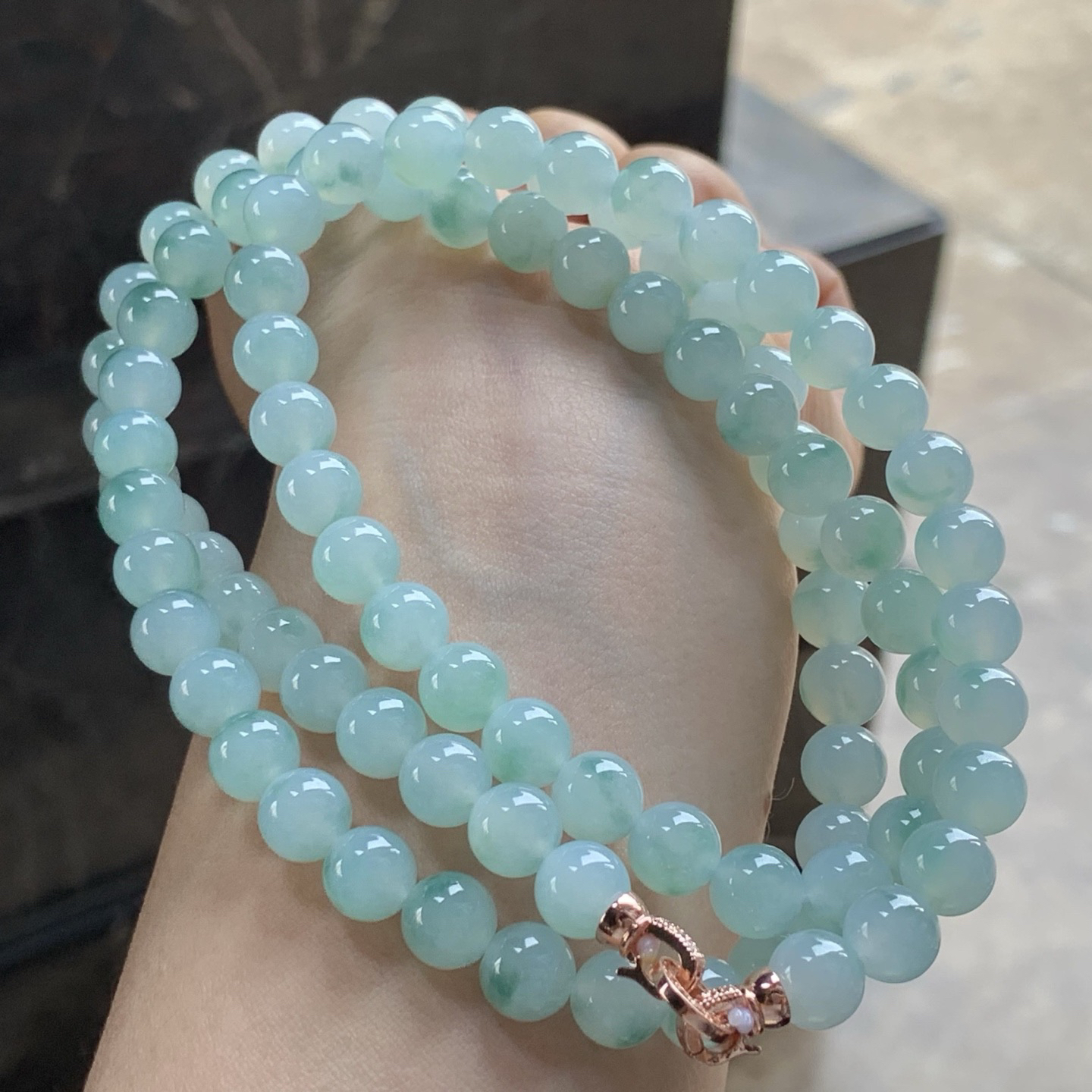 蓝花珠链^_^玉质温润 清新