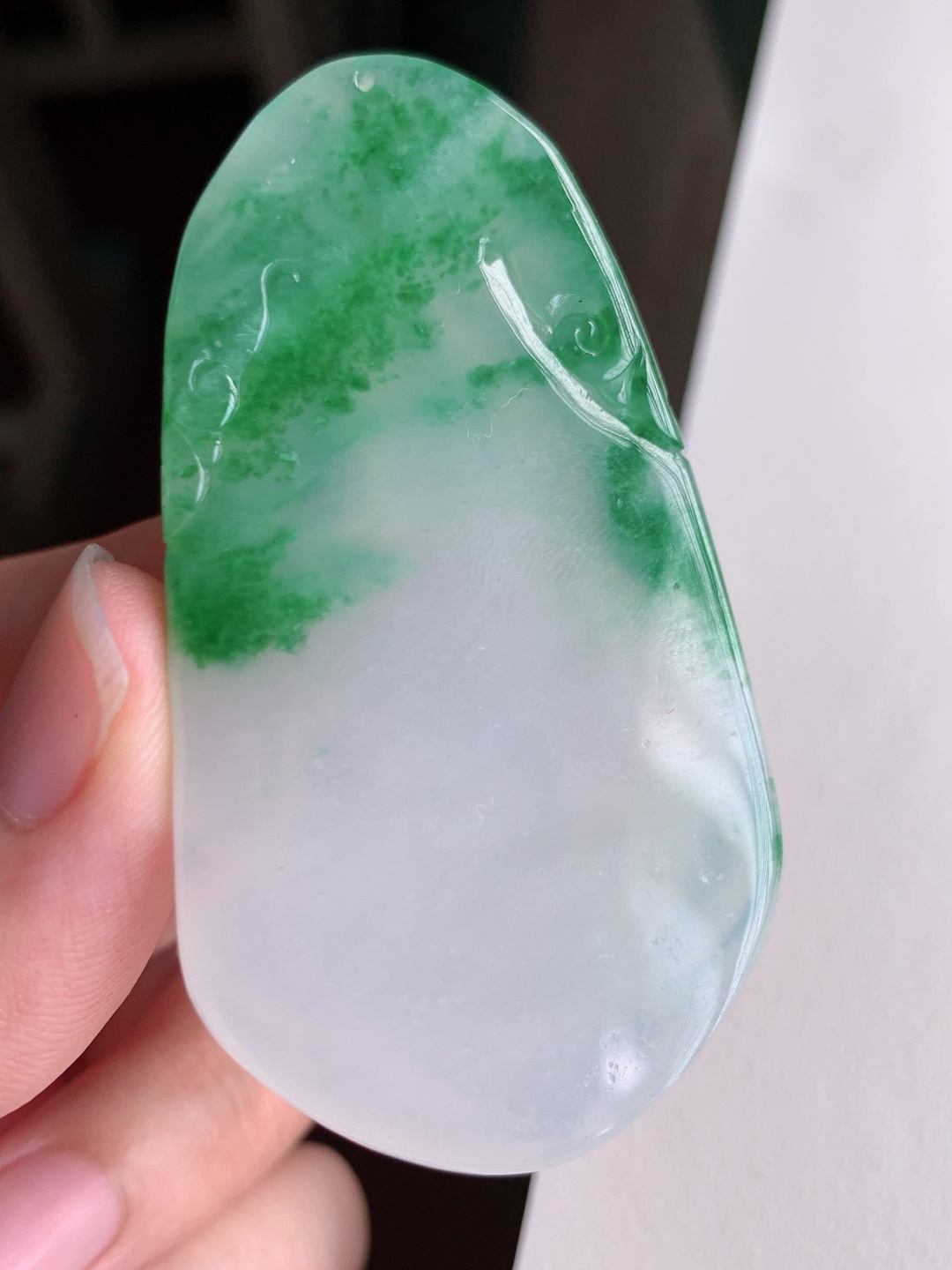 ️ 冰种绿观音，无裂翠绿品相好，裸石60.9-33.2-7.5，自然光拍摄