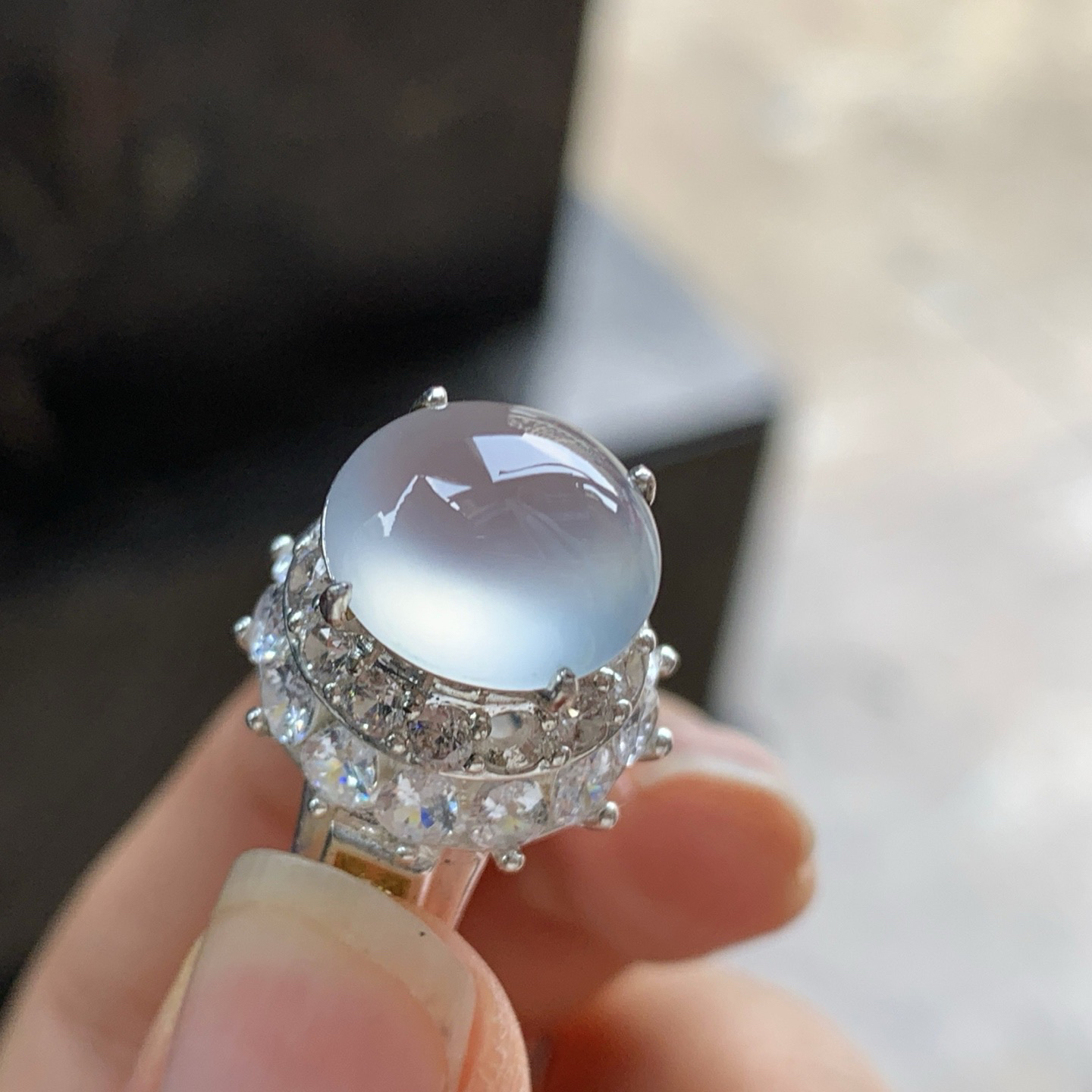 冰种戒面^_^透亮 饱满 铜托