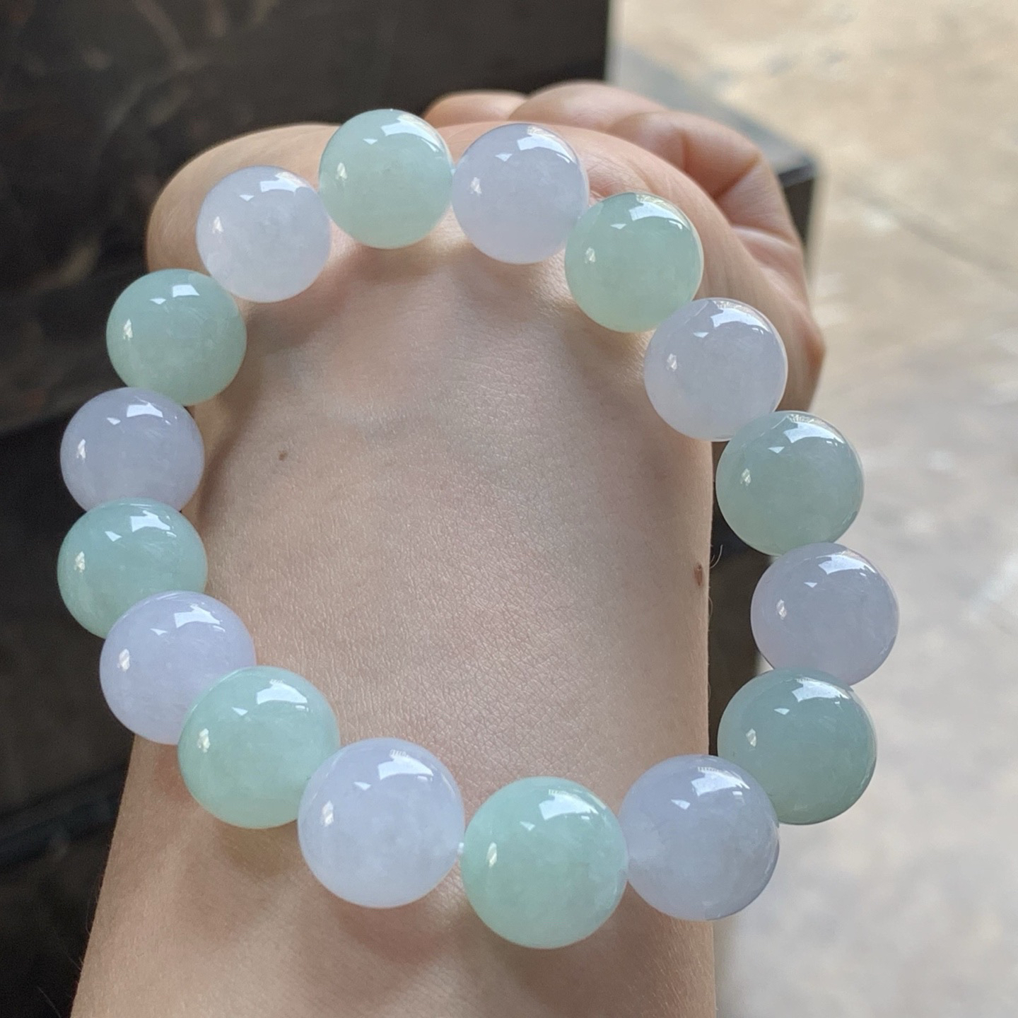 冰晴手串^_^大颗 玉质温润 清新干净
