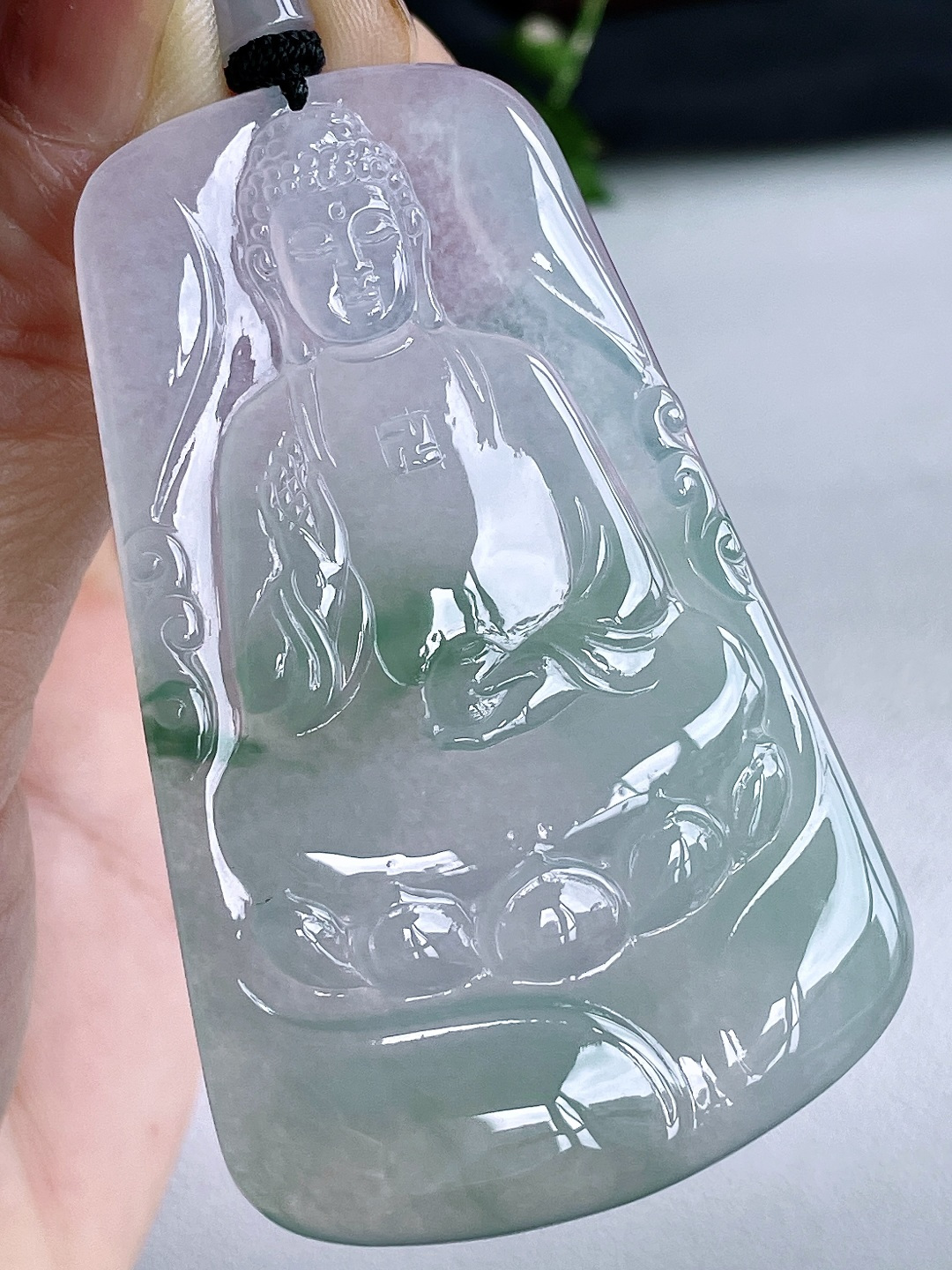 冰飘花阿弥陀佛牌吊坠，缅料 性比高，66.6-42-4.4，33.4克，无裂