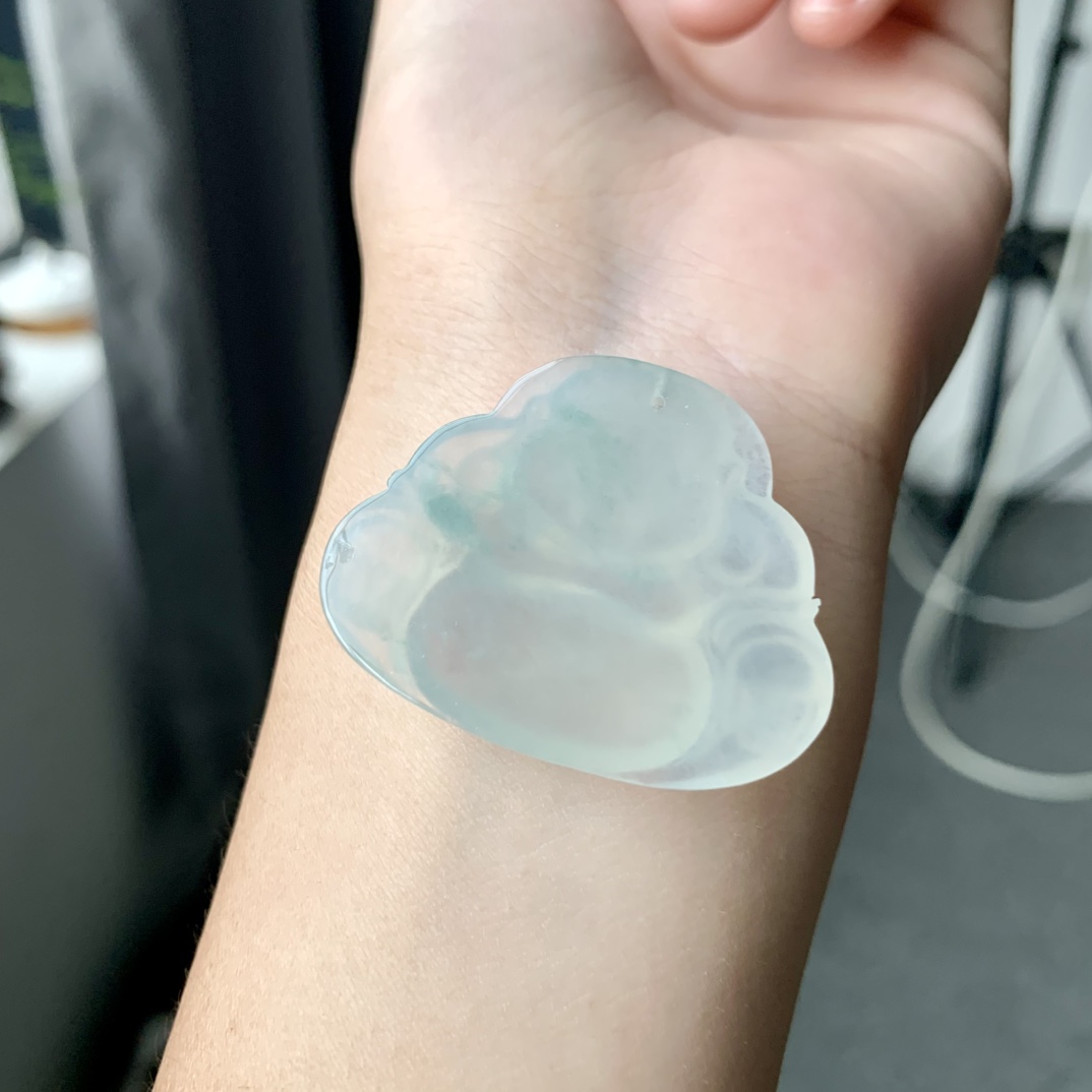 冰种晴底佛公，细腻饱满，浅晴底子，尺寸30.3-38.5-5.3，D4618BCI