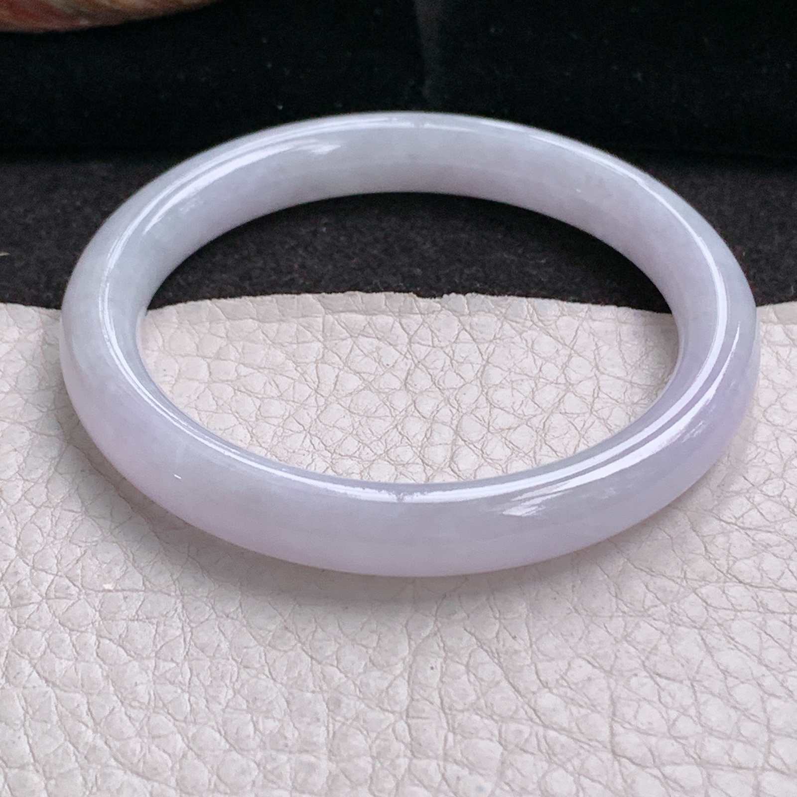 n小圈口52.5*8.5*8美人镯 天然缅甸翡翠a货手镯淡紫圆条叮当镯 玉镯子