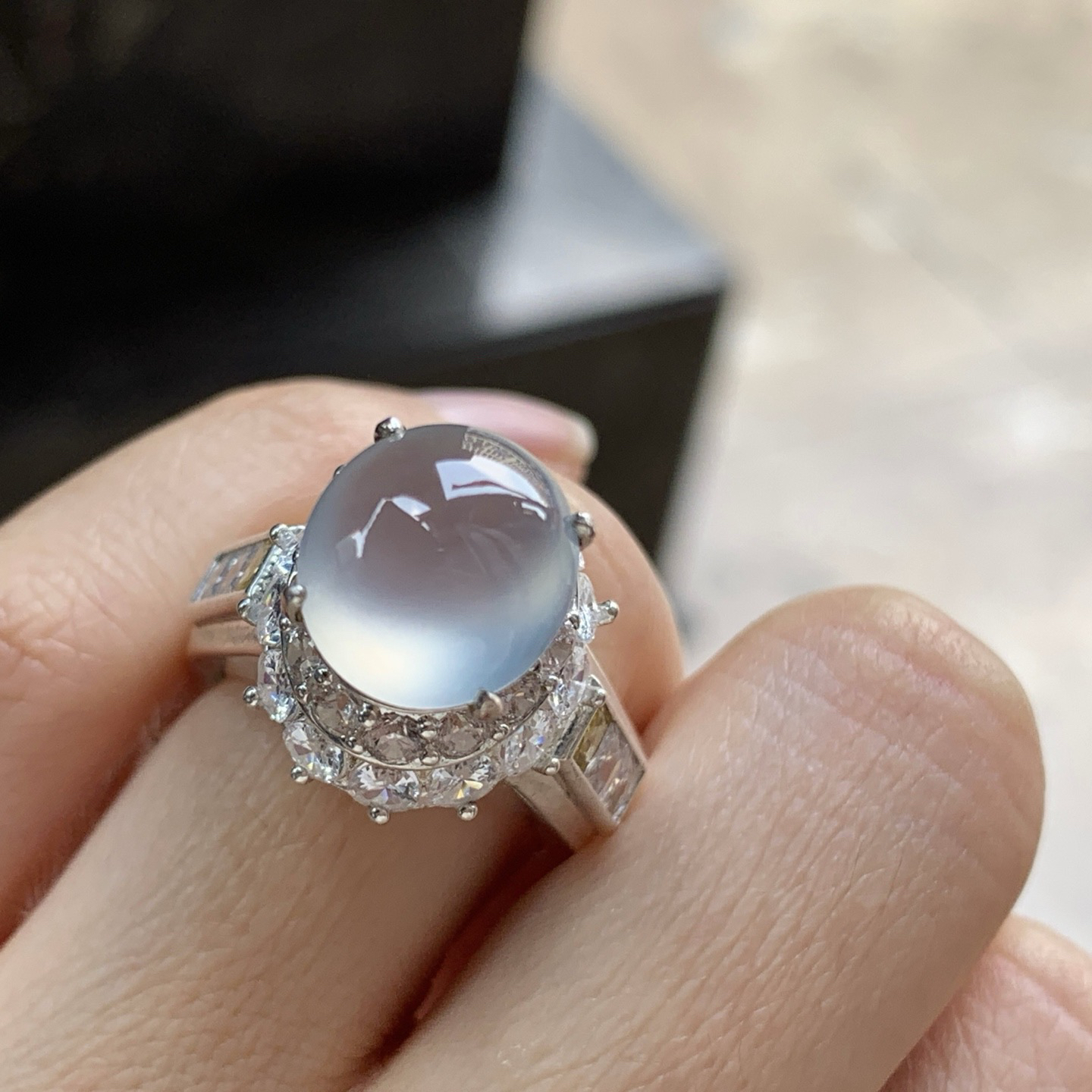 冰种戒面^_^透亮 饱满 铜托