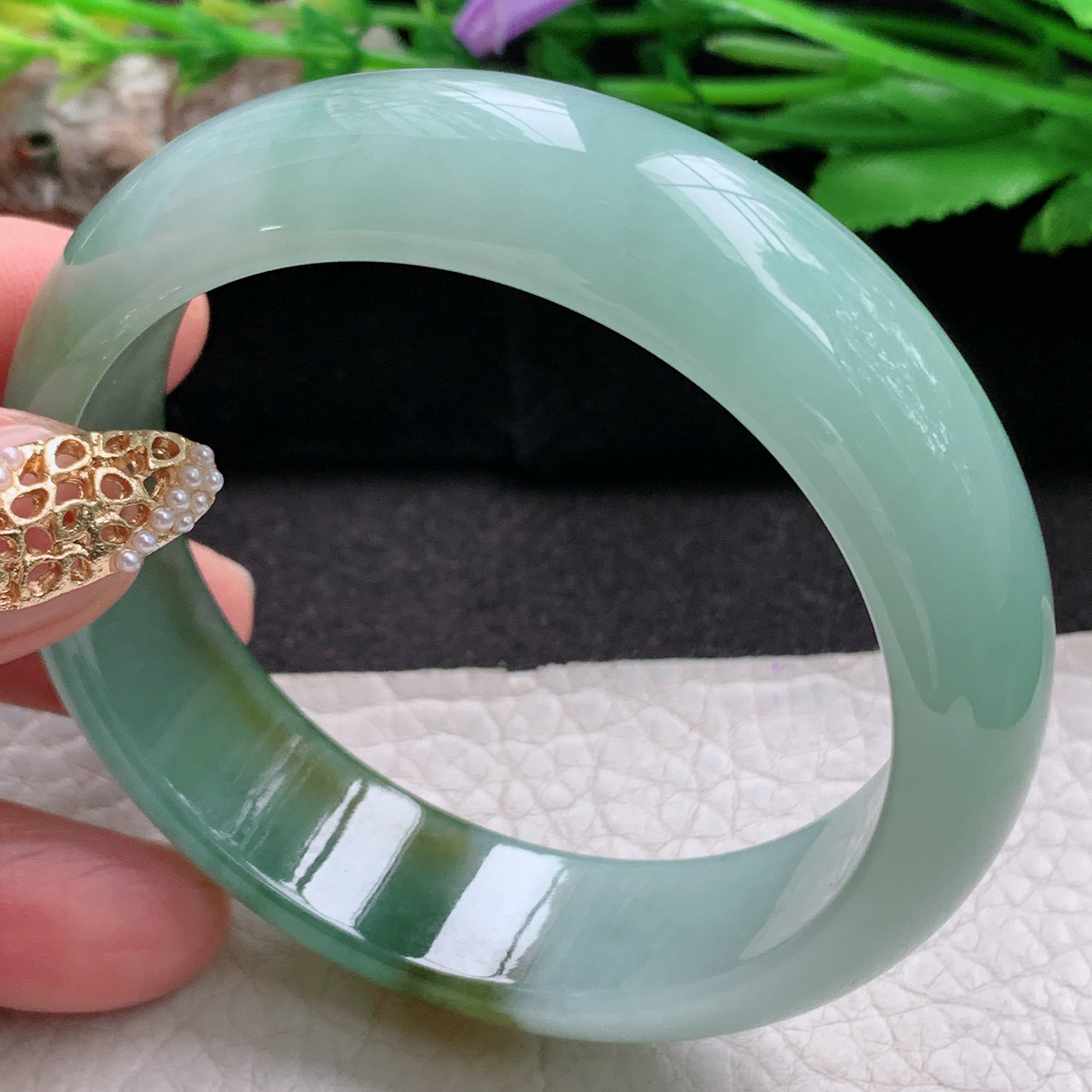 hh实拍55*16.2*7.8招财轮胎镯 天然缅甸翡翠a货手镯女款双彩厚装正圈玉镯子