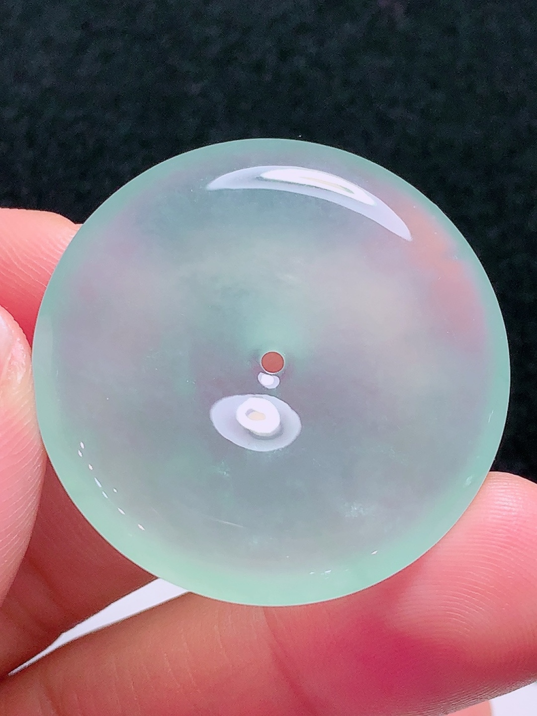 ️冰种平安扣，种老水头好，又冰又润，饱满无裂，尺寸：33.5/5.6mm，ss50182a