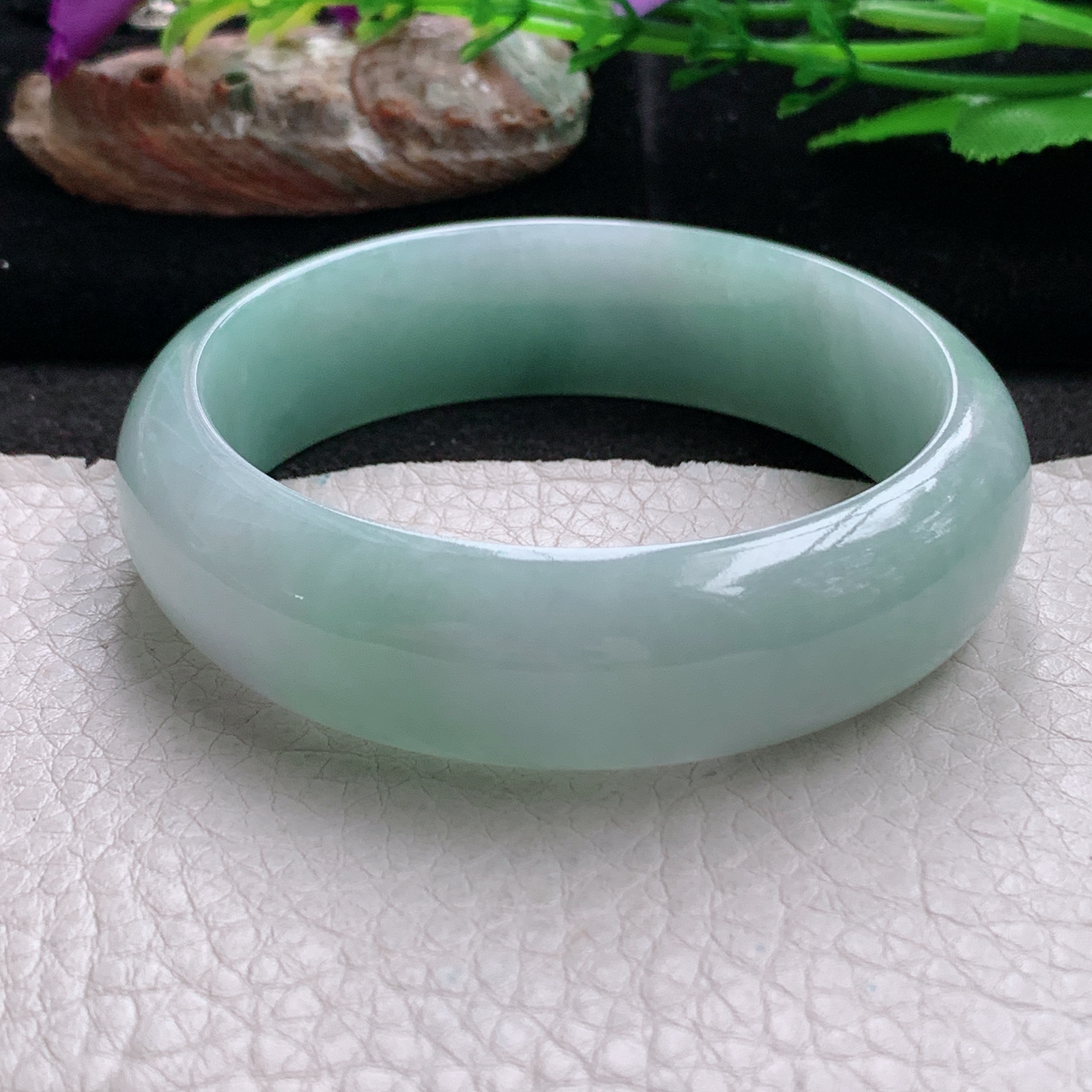 nr实拍55.517*8轮胎镯 天然缅甸翡翠a货手镯浅绿厚装正圈玉镯子