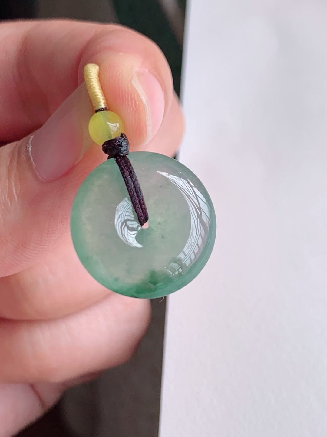 ️ 冰晴水飘花平安扣，无裂冰润色好，裸石19-4.9，自然光拍摄