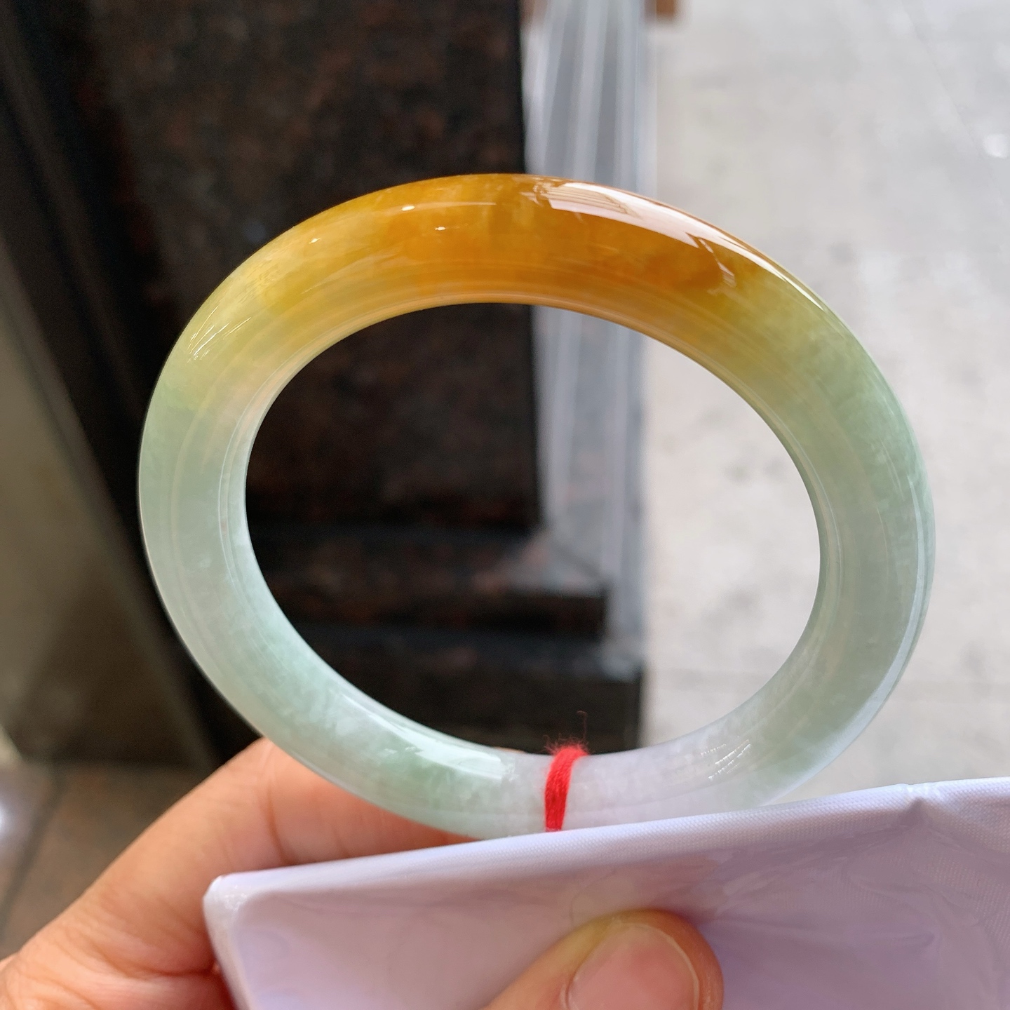 圆条黄翡 有纹 尺寸：56.3/10 版型好