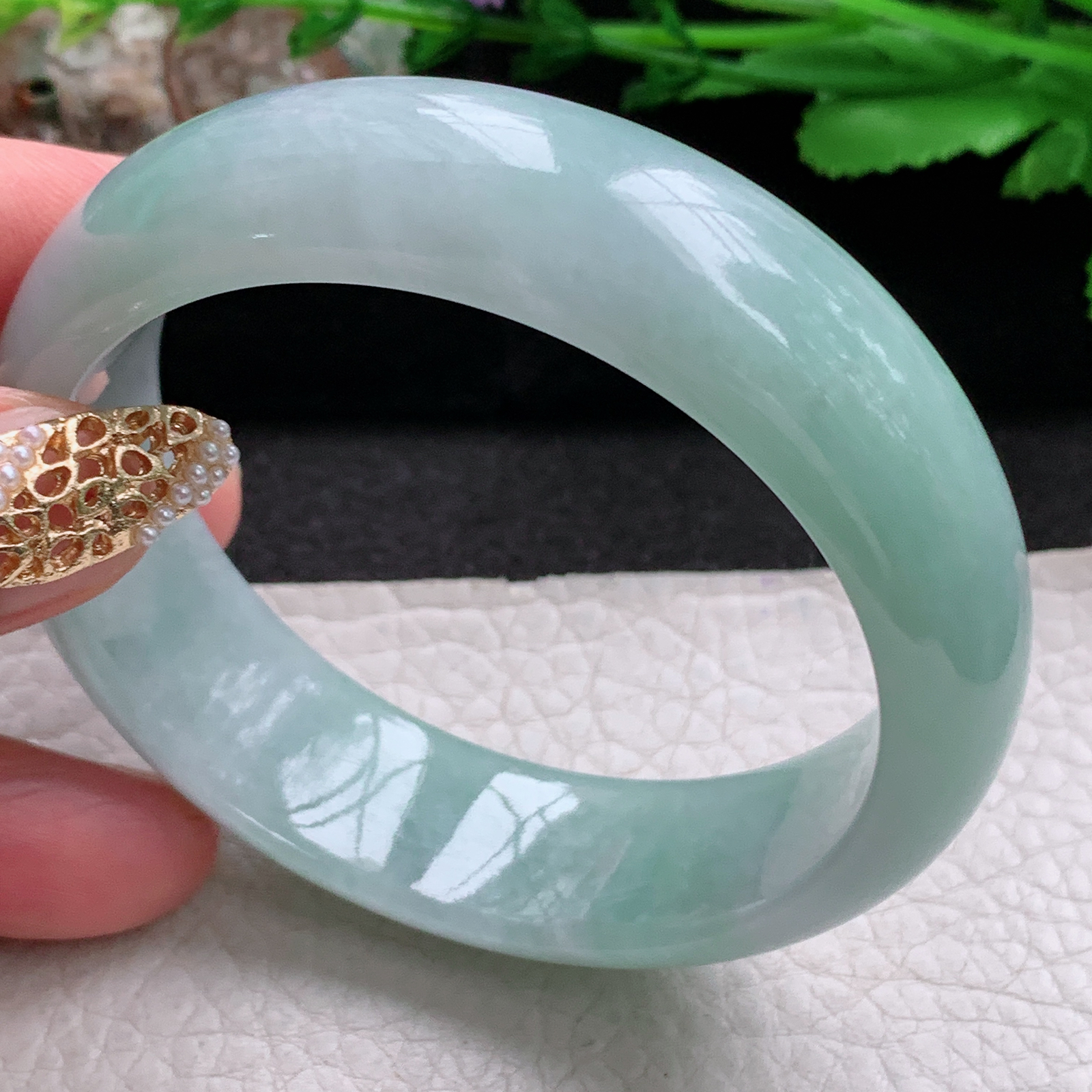 nr实拍55.517*8轮胎镯 天然缅甸翡翠a货手镯浅绿厚装正圈玉镯子