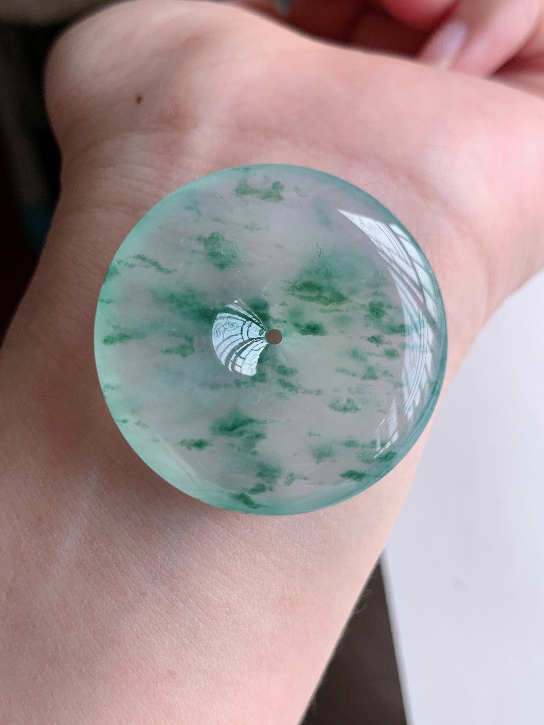 ️ 冰种飘花平安扣，冰透水润，飘花灵动，自然光拍摄，110419