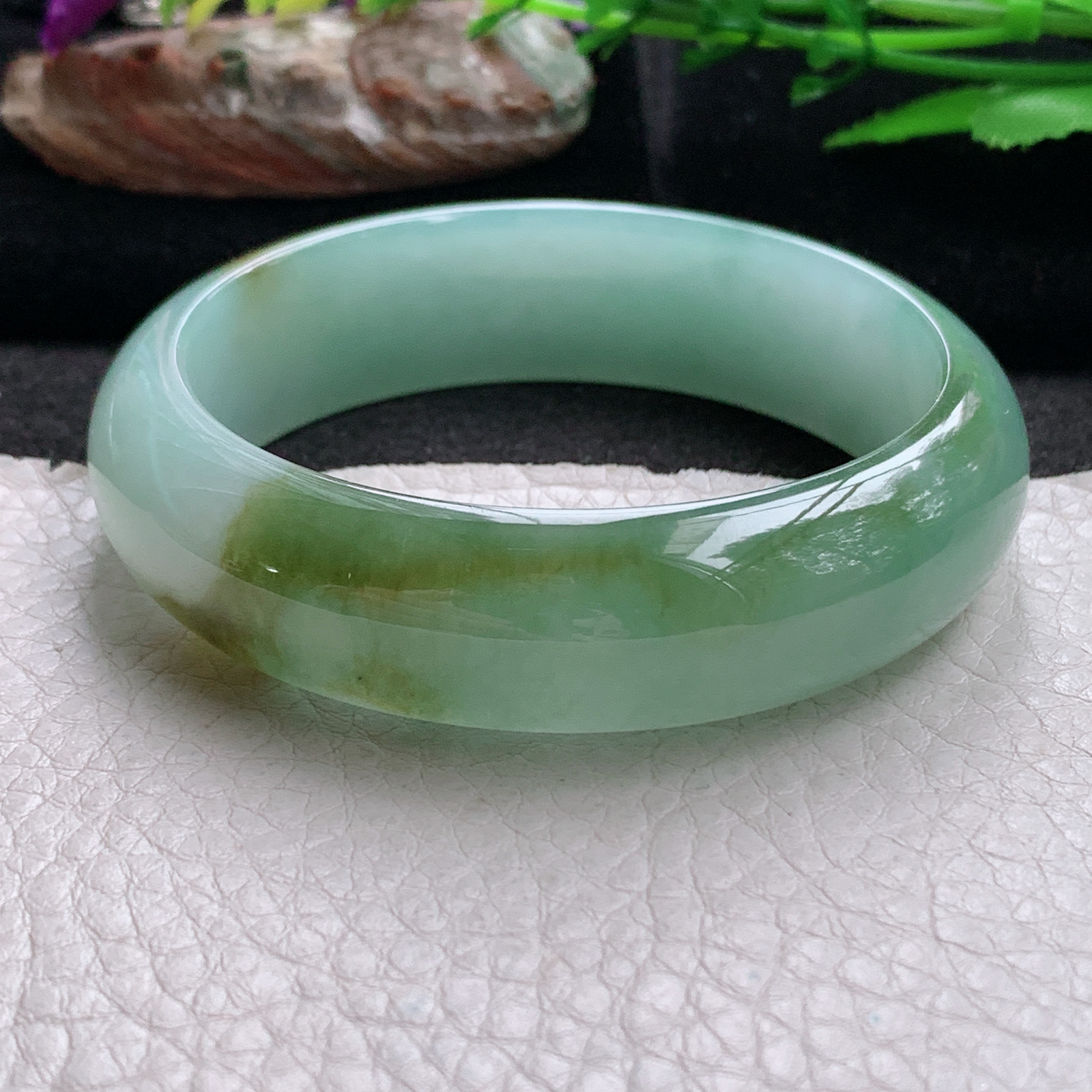 hh实拍55*16.2*7.8招财轮胎镯 天然缅甸翡翠a货手镯女款双彩厚装正圈玉镯子