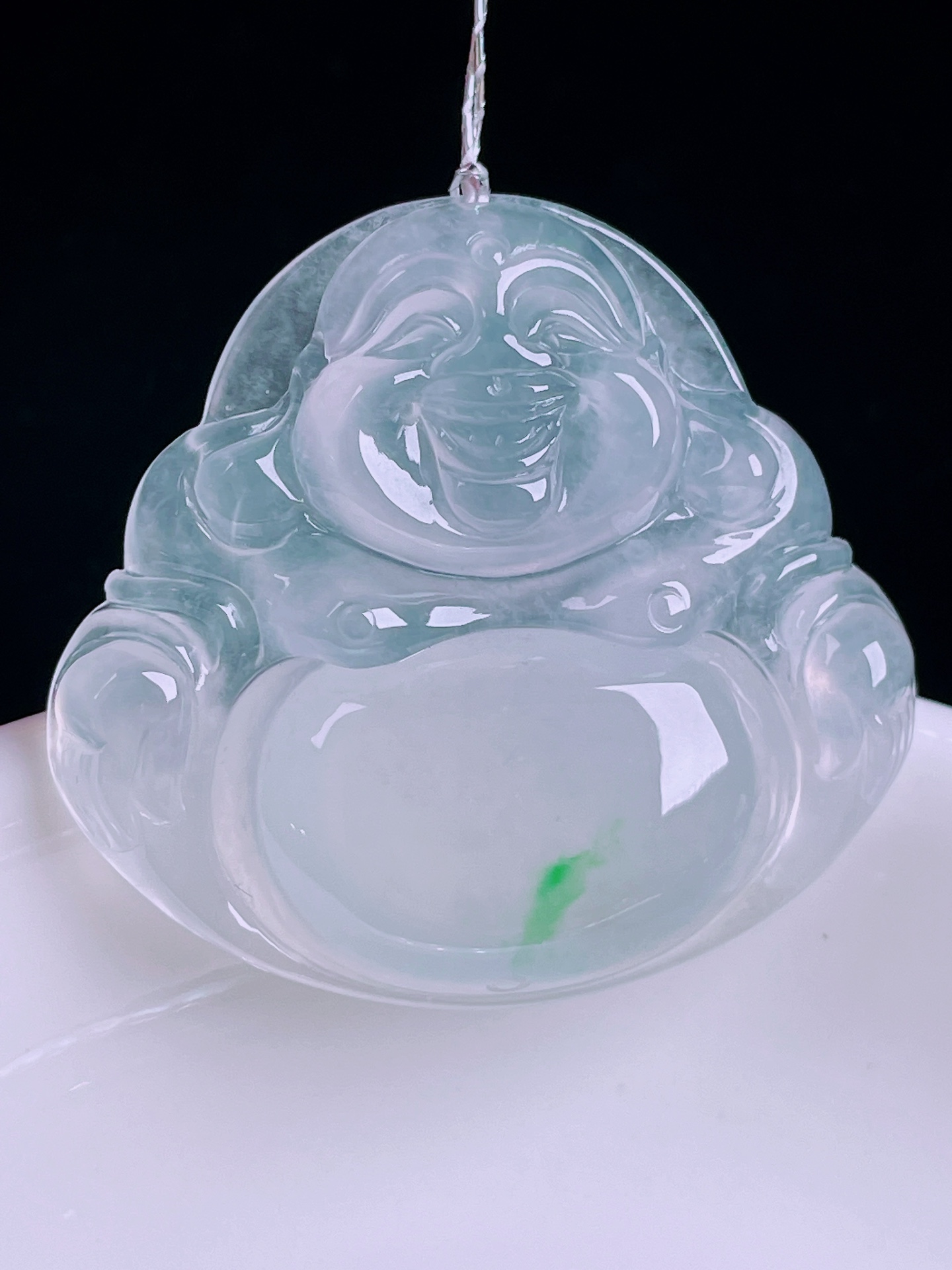 ️冰种佛公，老种起光，细底通透，尺寸：31.6/33.7/5.8mm0422