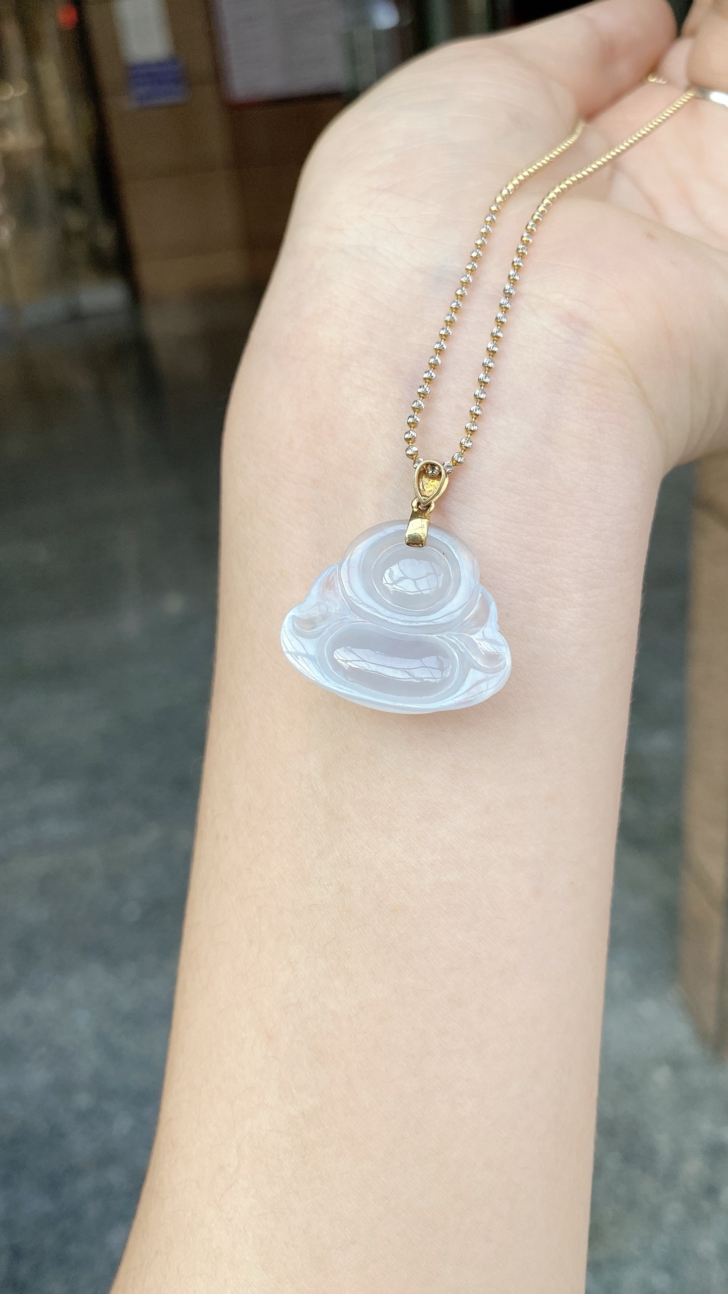 福利：4888 /不议 · 代理自加自然光· 冰胶佛公吊坠18K · 整：27.4*24.4*7.6mm裸：20.7*24.4*7mm