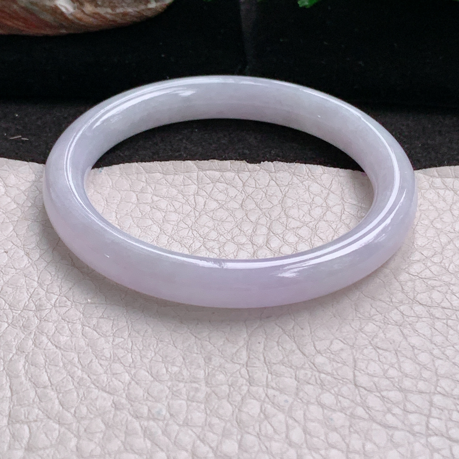 n小圈口52.5*8.5*8美人镯 天然缅甸翡翠a货手镯淡紫圆条叮当镯 玉镯子