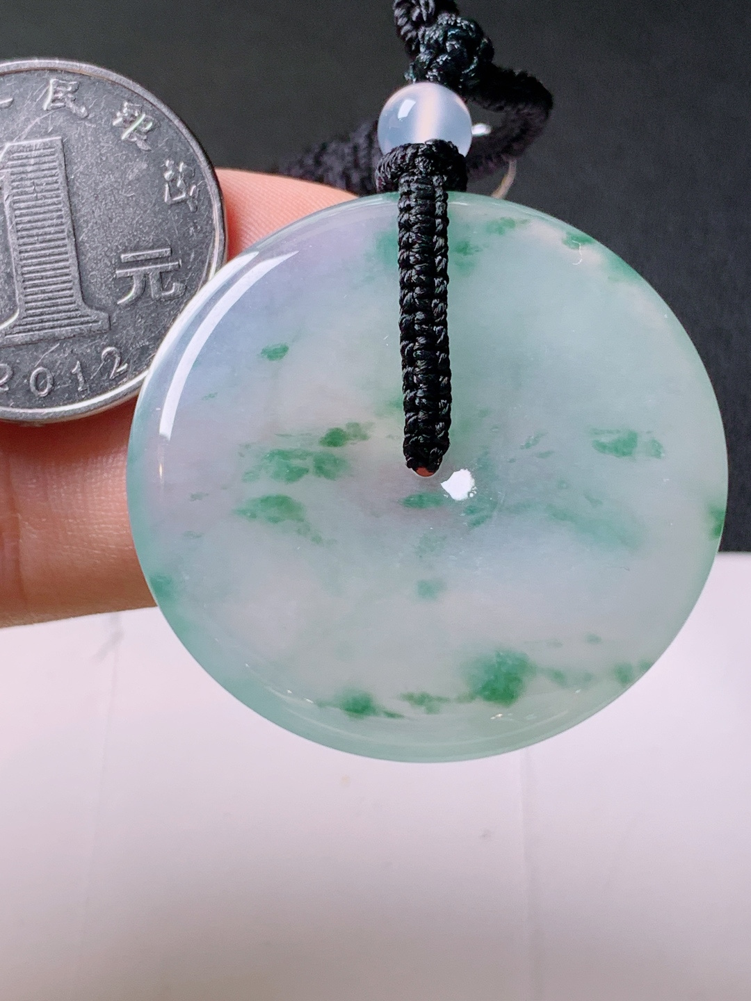 ️ 冰种飘花平安扣，无裂冰润起胶，飘花灵动，裸石38.1-5.9