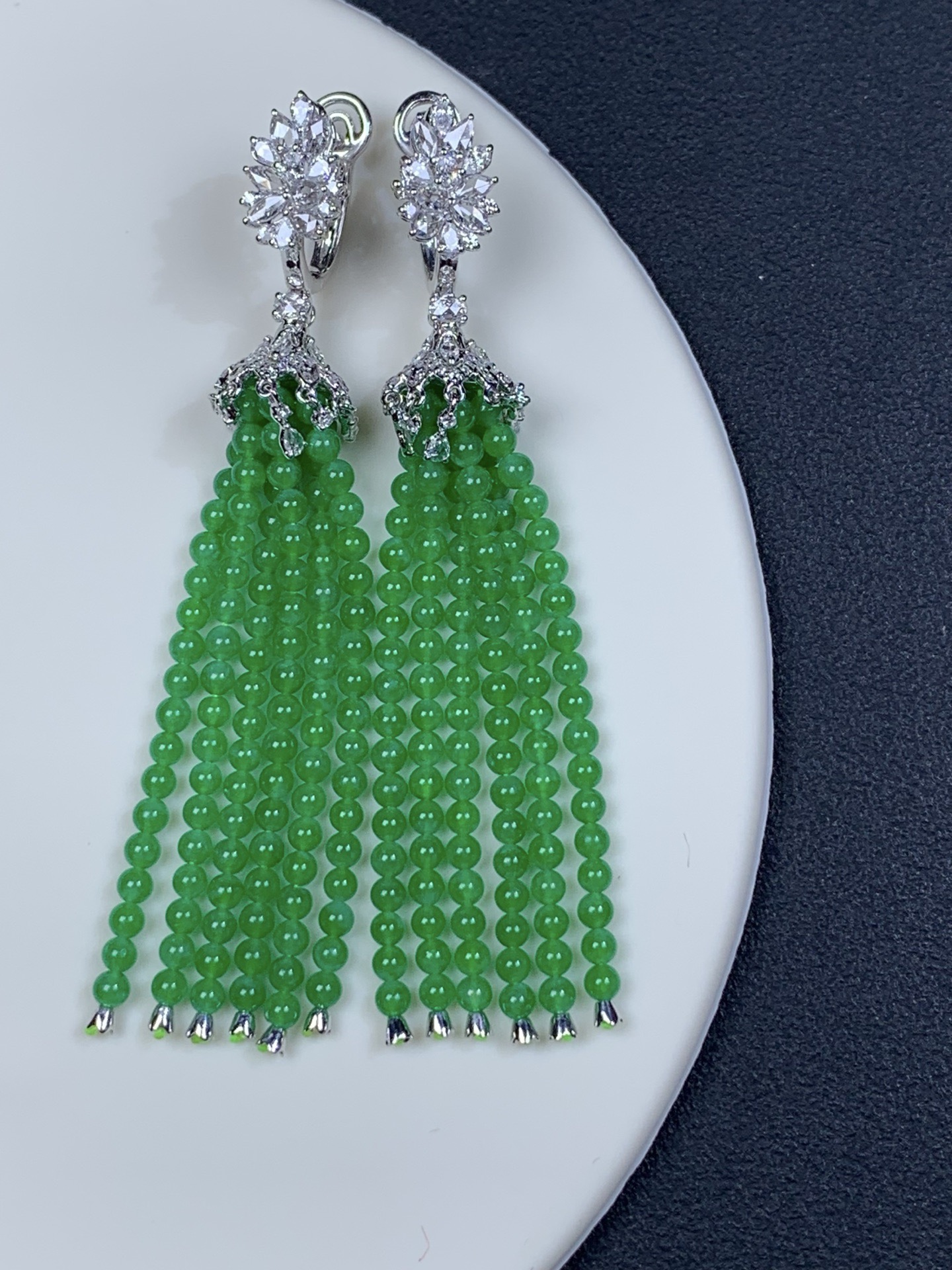 ️18k金镶嵌冰绿珠子耳包61-8.8-2.4