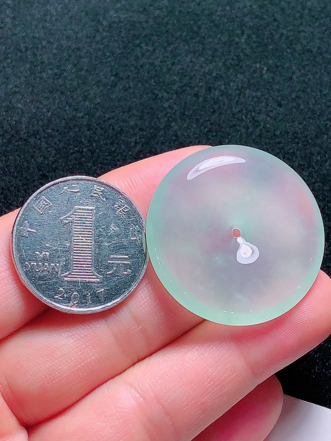 ️冰种平安扣，种老水头好，又冰又润，饱满无裂，尺寸：33.5/5.6mm，ss50182a